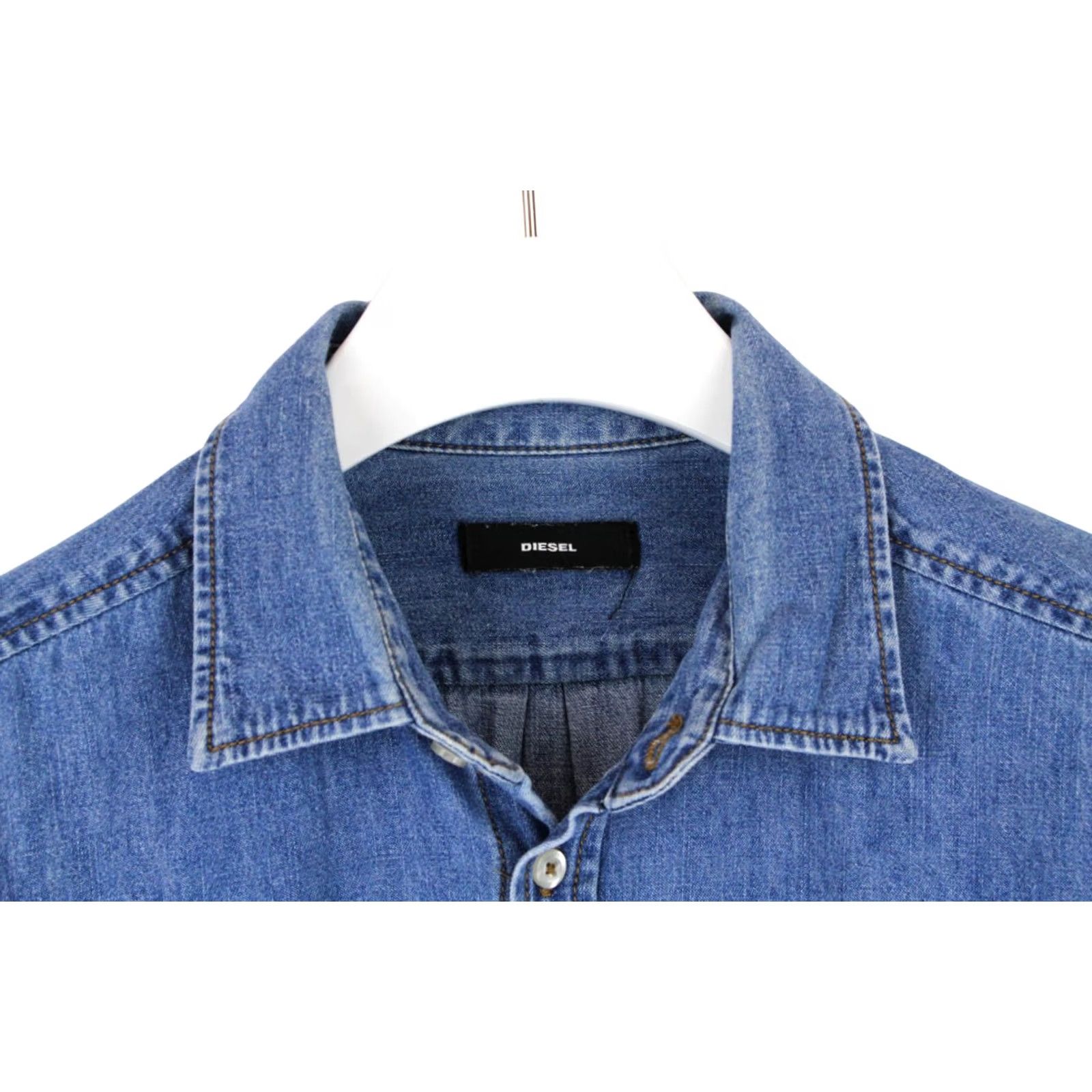 Diesel DIESEL Shirt Men XL Denim Look Faded Spread Collar Button Up Blue Size US XL / EU 56 / 4 - 4 Thumbnail