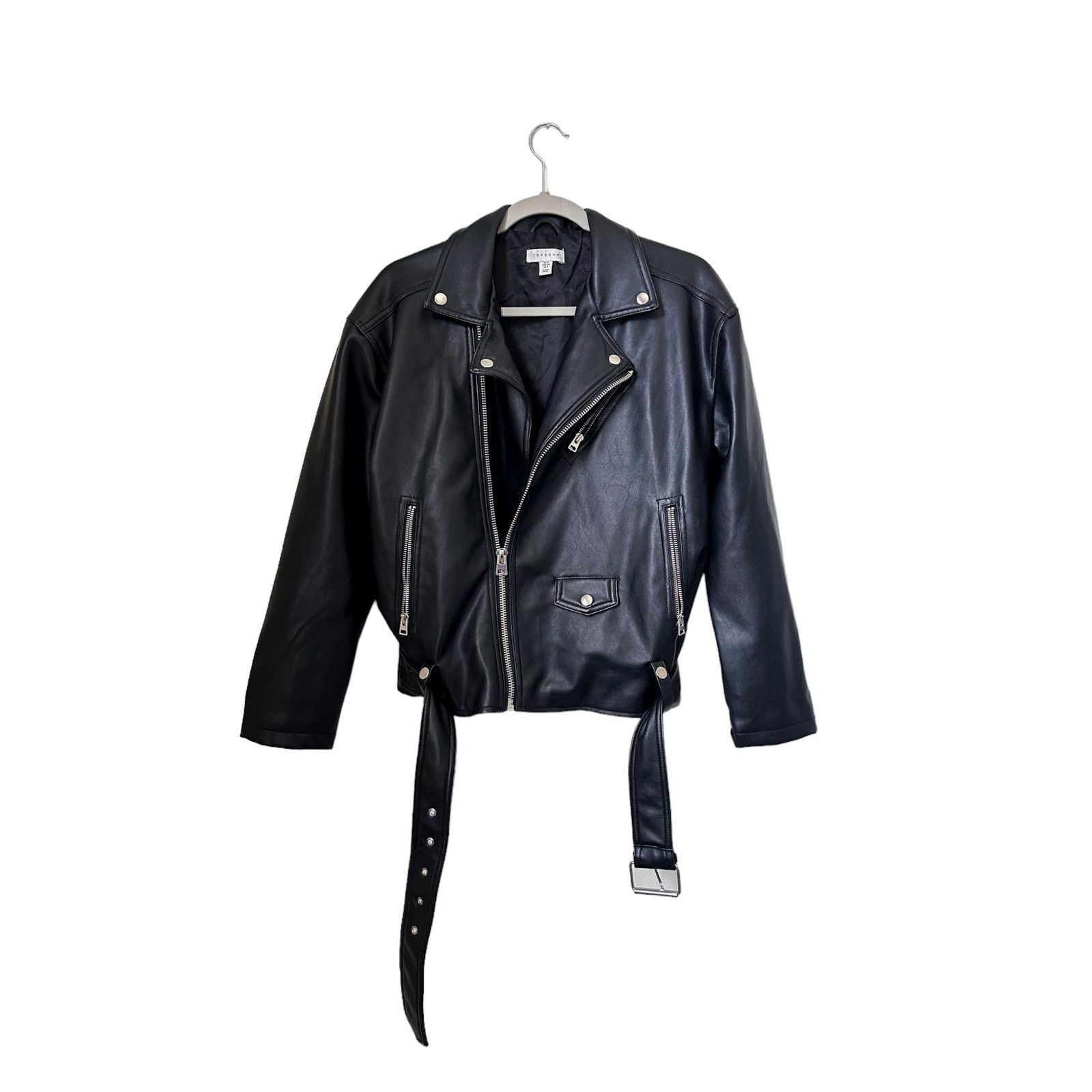 Topshop Topshop Leather Biker Jacket, Size 2 Size XS / US 0-2 / IT 36-38 - 1 Thumbnail