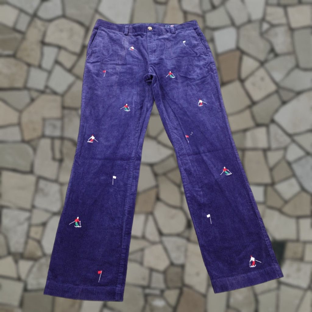 Vineyard Vines VINTAGE Vineyard Vines Pants Chino Men 35x32 Corduroy Purple Embroidered Skiers/Logo - 35 Inseam Regular Fit, Flat Front, Button Zip Closure Mens Size US 35 - 1 Thumbnail