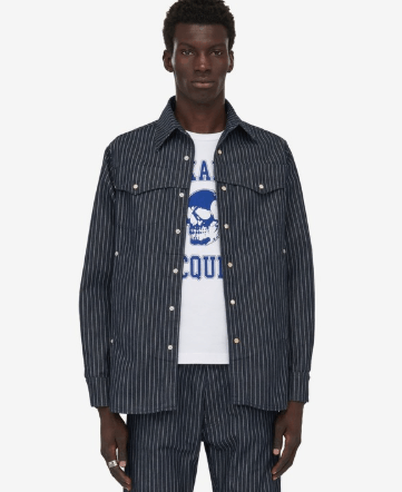 Alexander McQueen o1w1db10925 Pinstripe Denim Shirt in Black Size US M / EU 48-50 / 2 - 4 Thumbnail