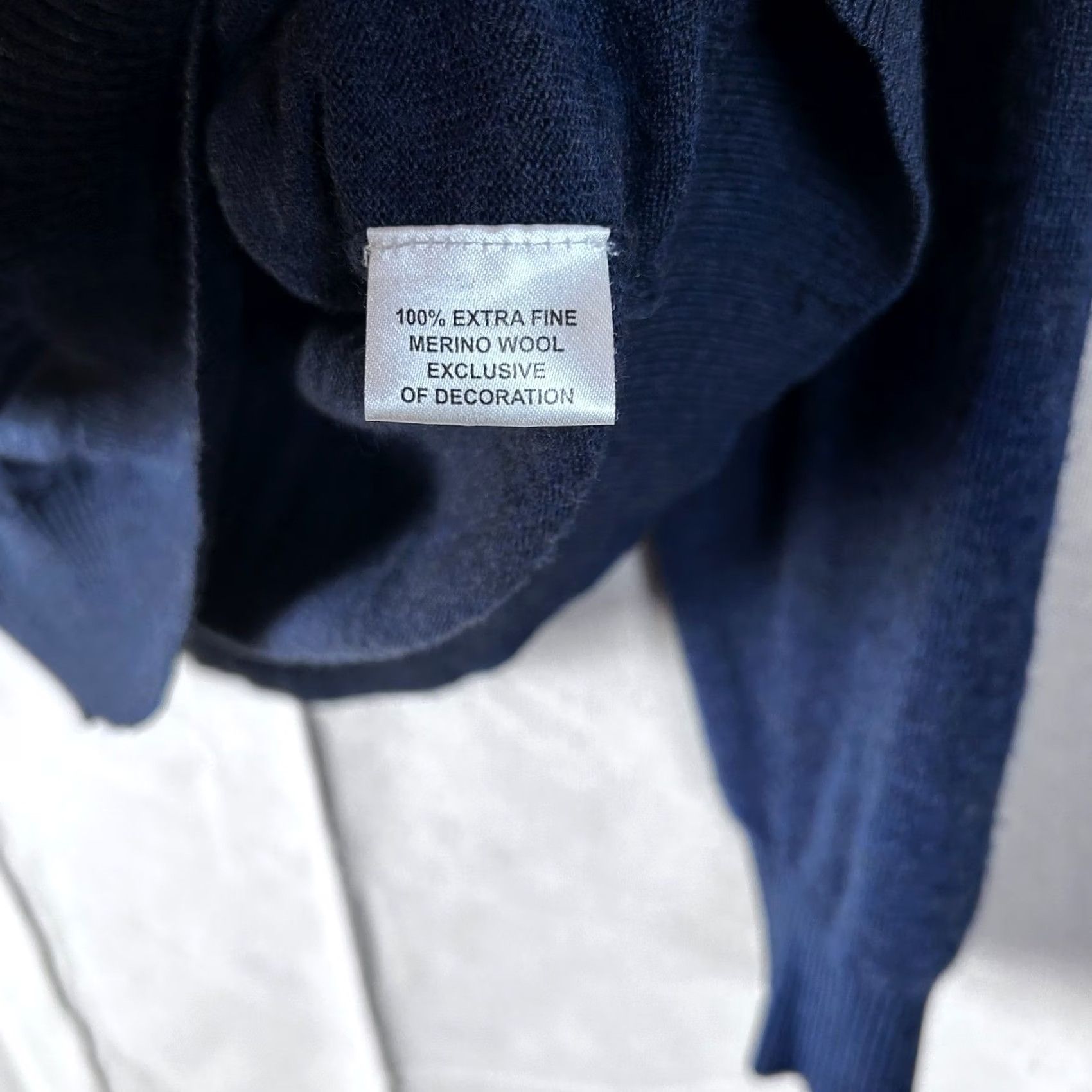 Tailorbyrd Tailorbyrd Sweater Mens Large Navy Blue Extra Fine Merino Wool Quarter Zip Size US L / EU 52-54 / 3 - 3 Thumbnail