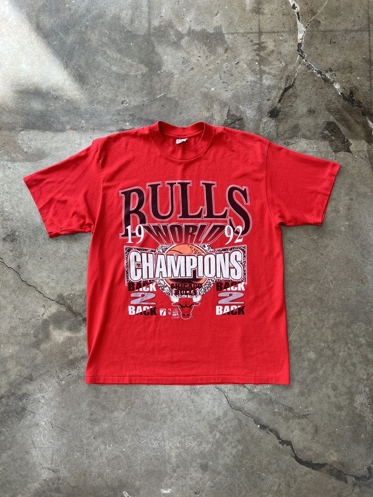 NBA × Vintage Vintage 1992 Chicago Bulls Champions Single Stitch Tee XL Size US XL / EU 56 / 4 - 2 Thumbnail