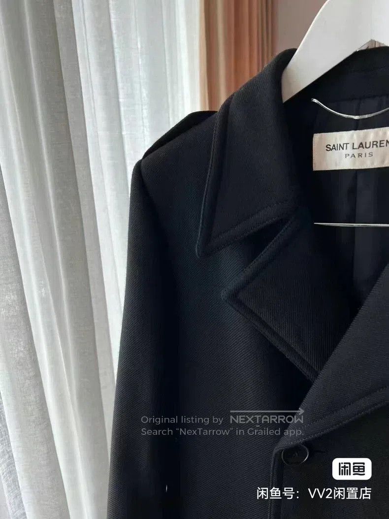 Saint Laurent Paris Saint Laurent Paris Black Double Breasted Wool Coat Size US M / EU 48-50 / 2 - 4 Thumbnail