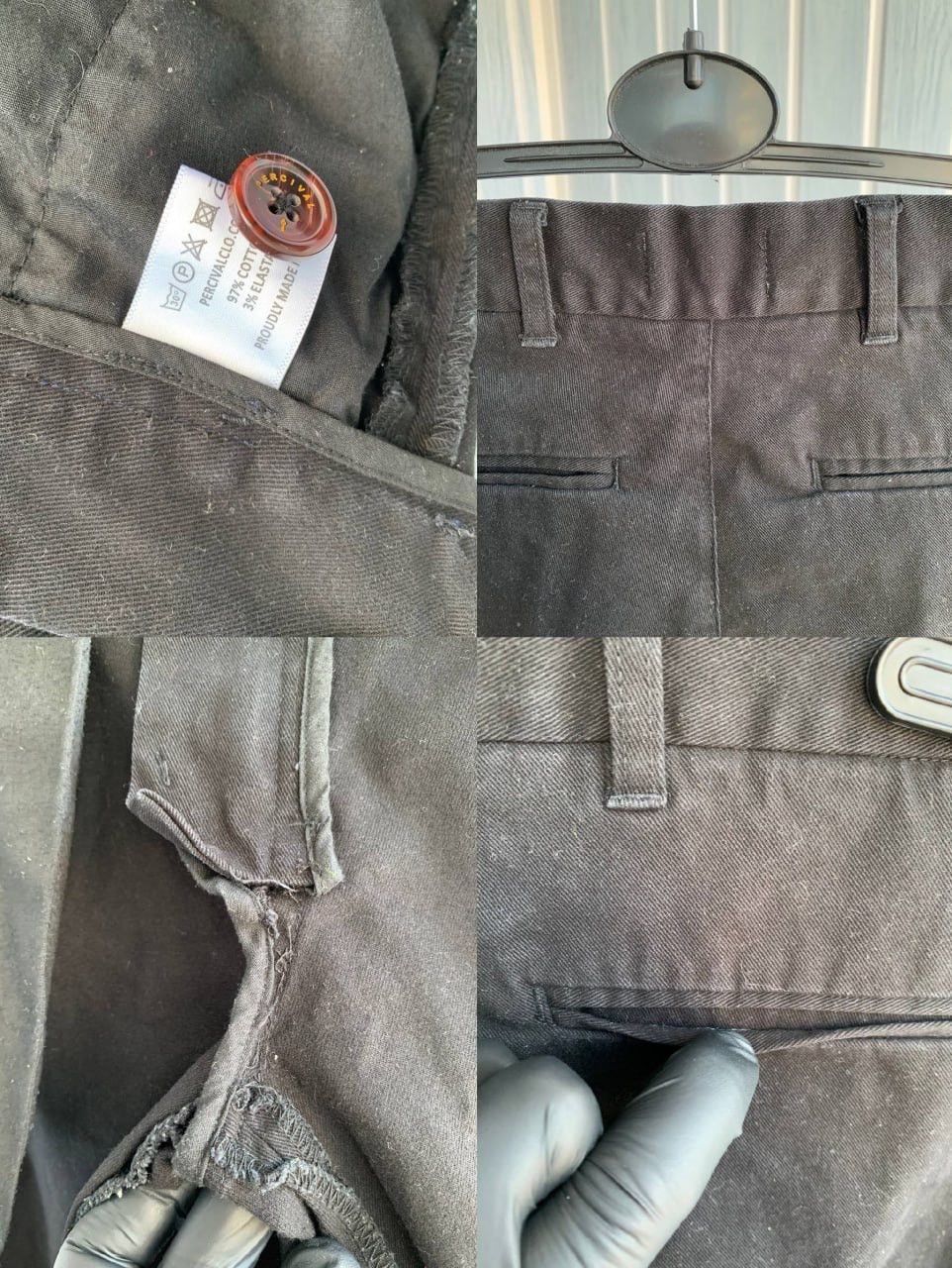 Percival × Vintage Percival Black Cotton &Elastane Pockets Button Trousers Size US 30 / EU 46 - 23 Thumbnail