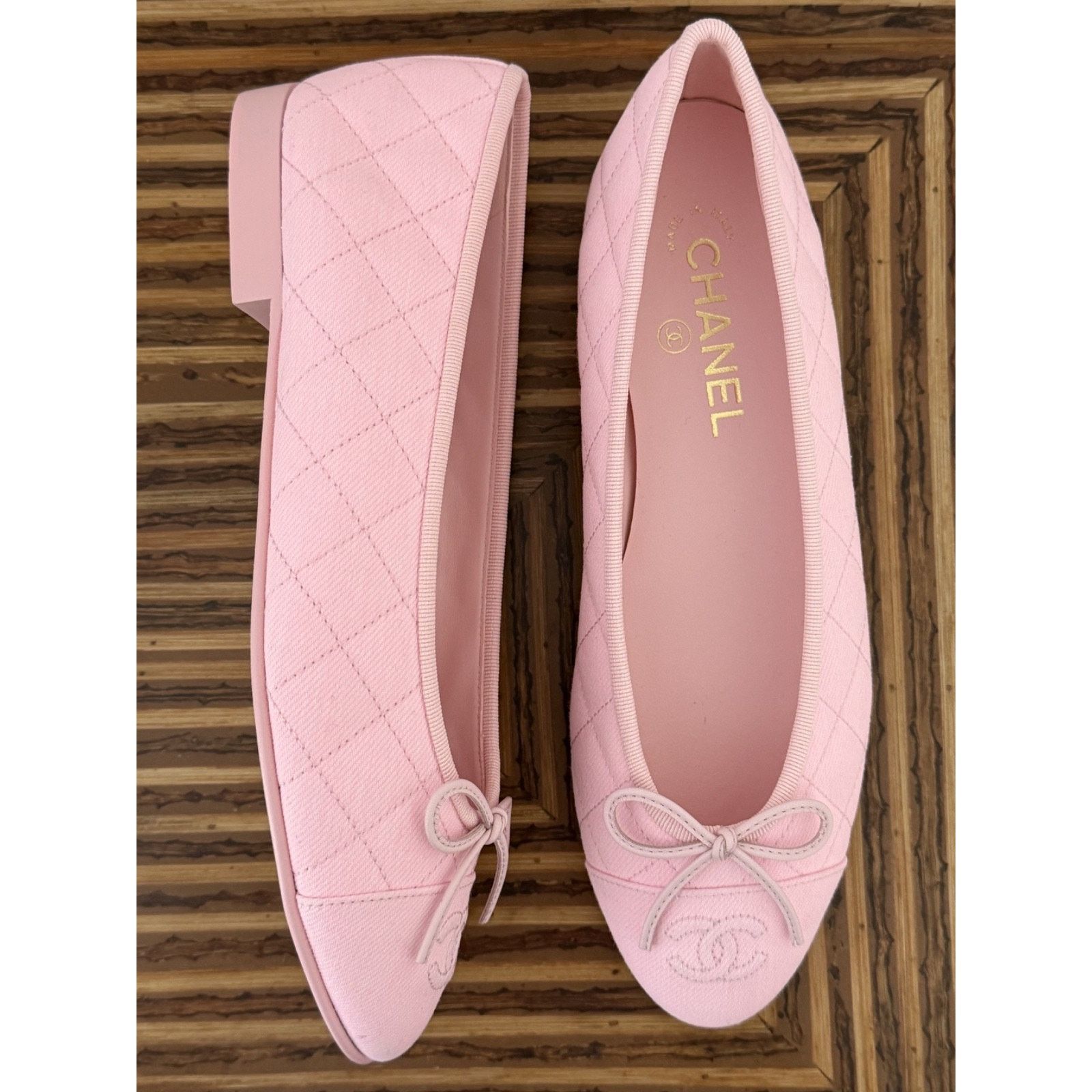 Chanel Chanel Light Pink Denim Quilted Ballet Flat 37.5 Size US 7.5 / IT 37.5 - 18 Thumbnail