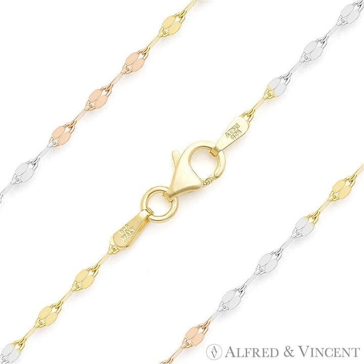 Other 2.2mm Diamond-Cut Flat Coffee Link Necklace in Tri-Tone Size ONE SIZE - 1 Thumbnail