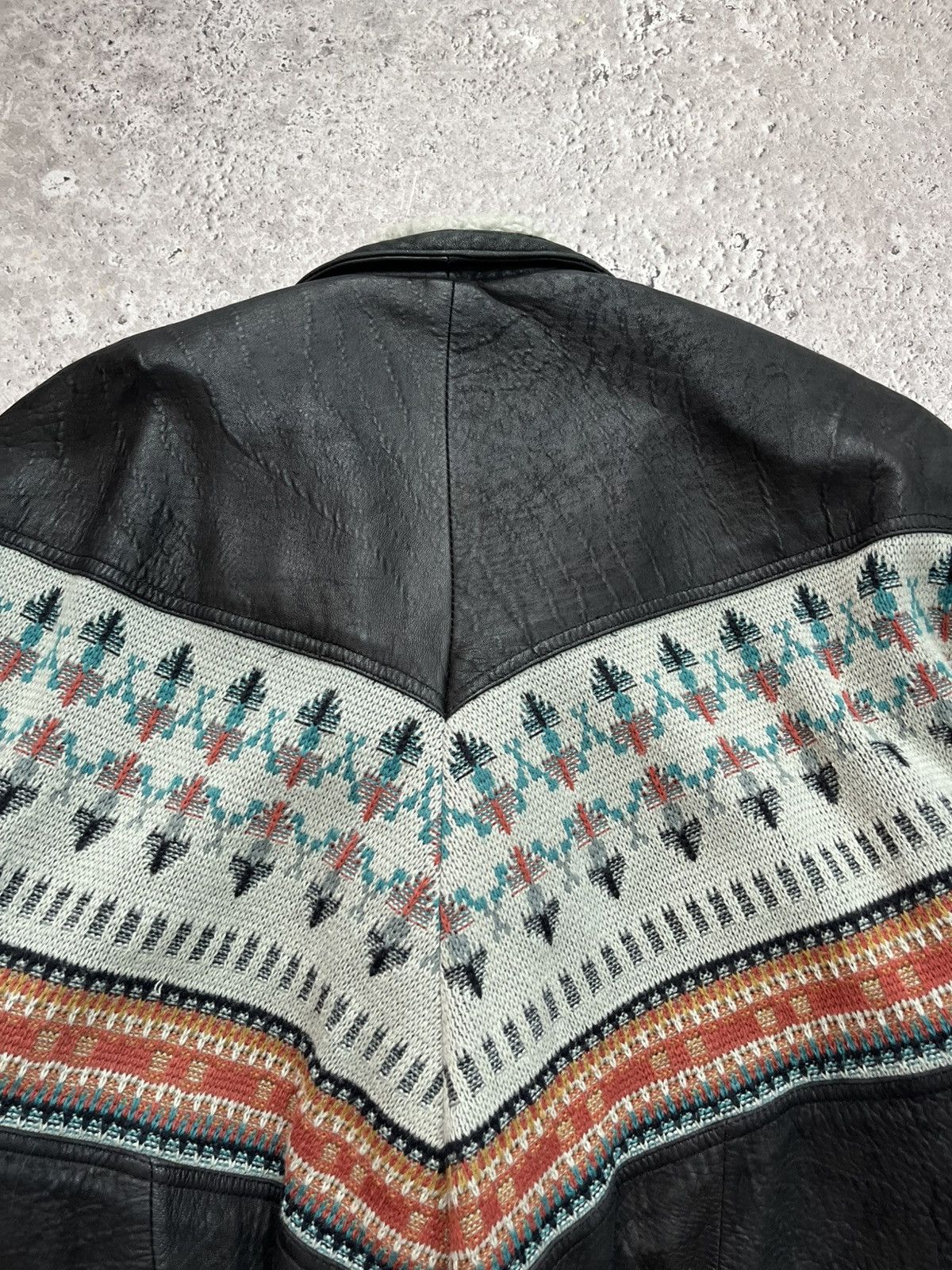 Leather Vintage Genuine Leather Jacket Wool Pattern Shearling 50 Size US M / EU 48-50 / 2 - 18 Thumbnail
