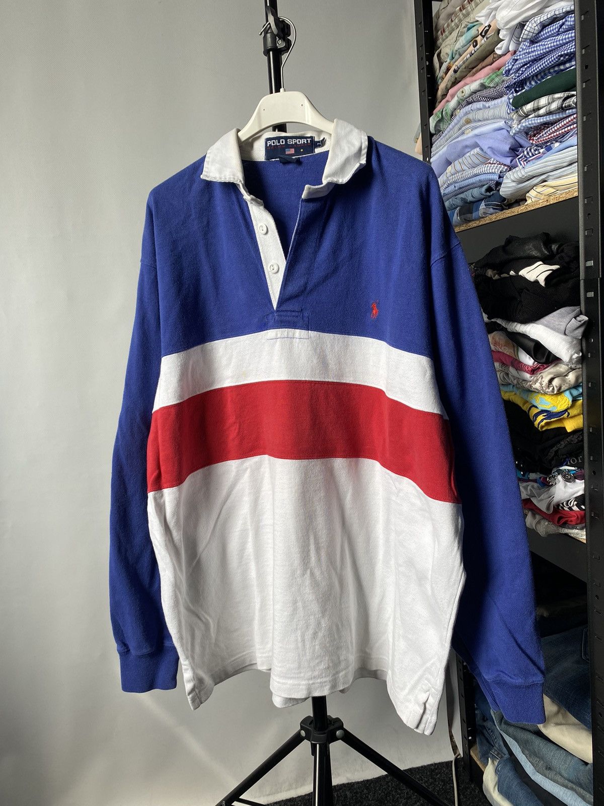 Polo Ralph Lauren 🔥Polo Sport Ralph Lauren Rugby Striped Polo Sweatshirt Size US M / EU 48-50 / 2 - 1 Thumbnail