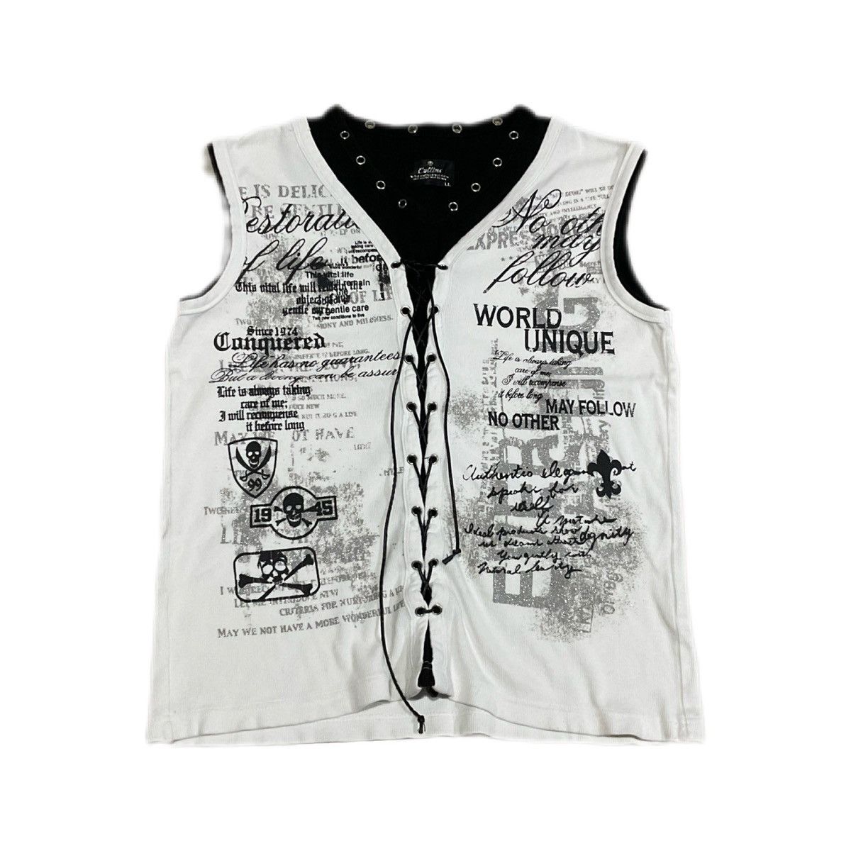 If Six Was Nine 🔥Sick Y2K Collins Laces Up Poem Shirt Cross Skull Size US L / EU 52-54 / 3 - 1 Thumbnail