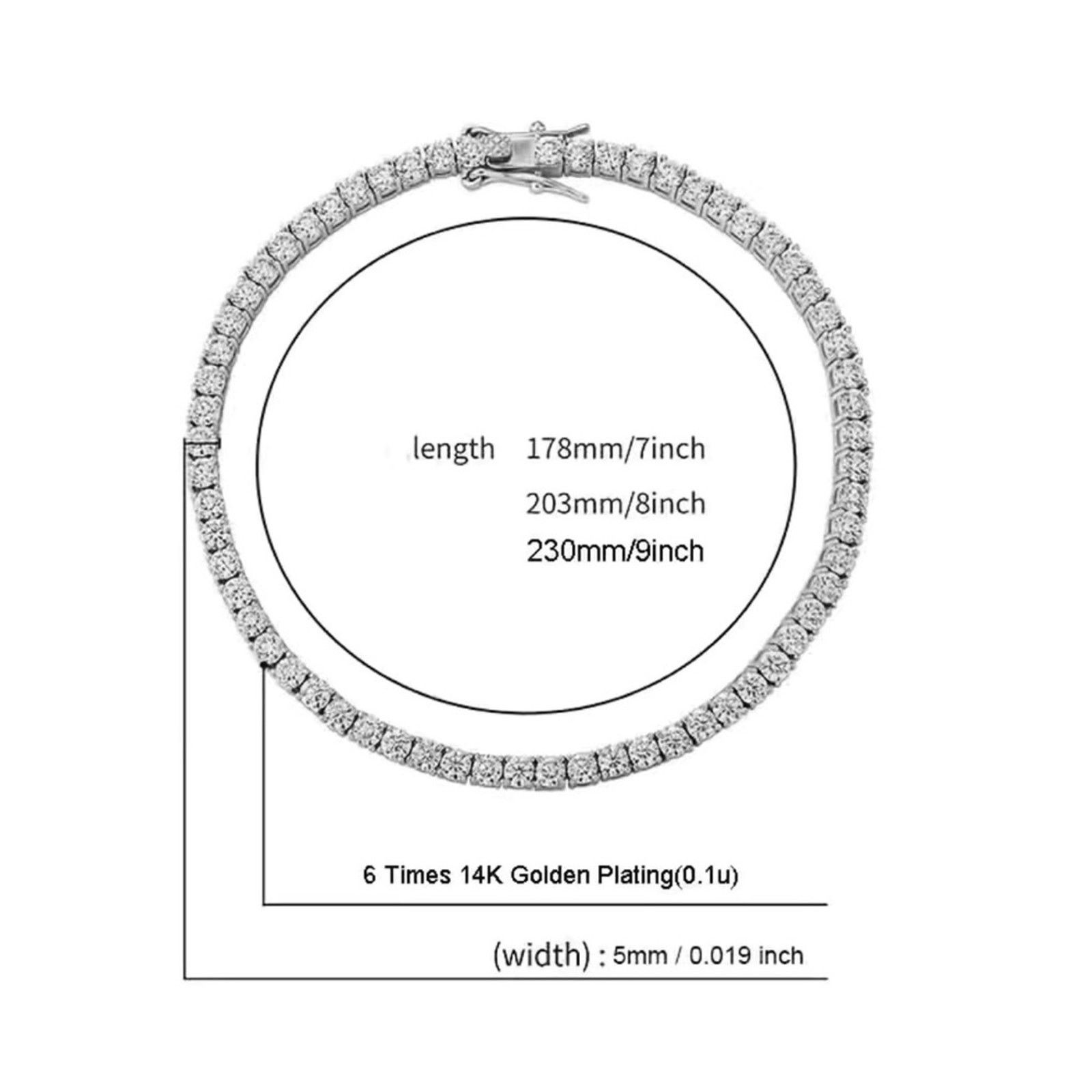 Jewelry Men’s 5mm round cubic zirconia 14k silver plated bracelet 9” Size ONE SIZE - 3 Thumbnail