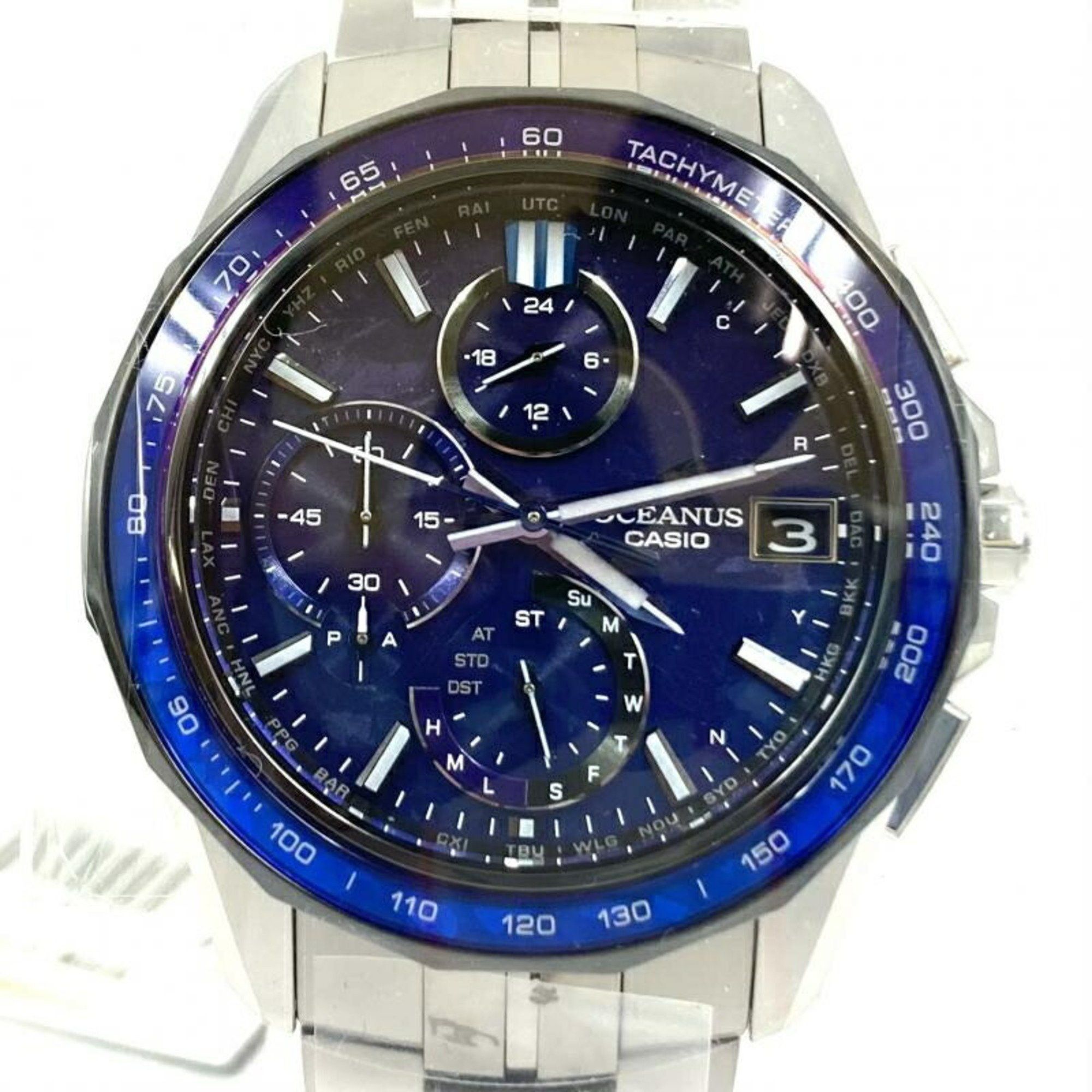 image of Casio Ocw-S7000C-2Ajf Casio Oceanus Manta Solar Radio Watch Silver X Blue, Women's