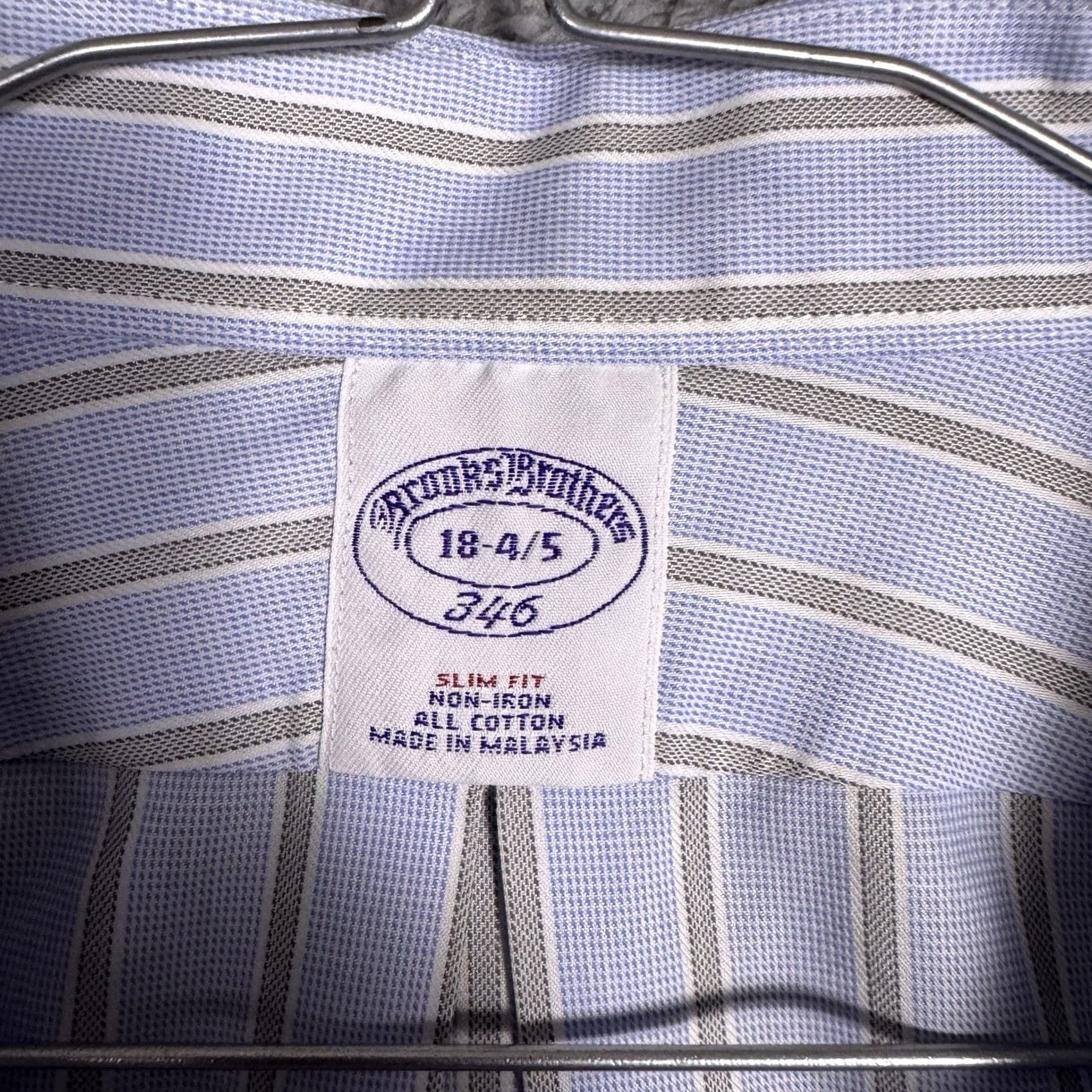 Brooks Brothers Brooks Brothers Shirt Mens 18 - 4/5 Regent 346 Slim Non Iron Dress Notch Collar Blue Size 48R - 2 Thumbnail