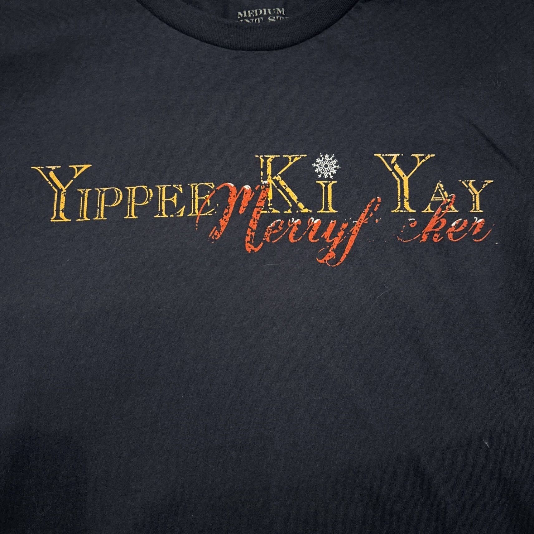 Vintage GRUNT STYLE Shirt Men M Navy Blue Yippee Ki Yay MerryF*cker Christmas Graphic Tee - Patriotic Holiday 90s Theme? Size US M / EU 48-50 / 2 - 2 Thumbnail