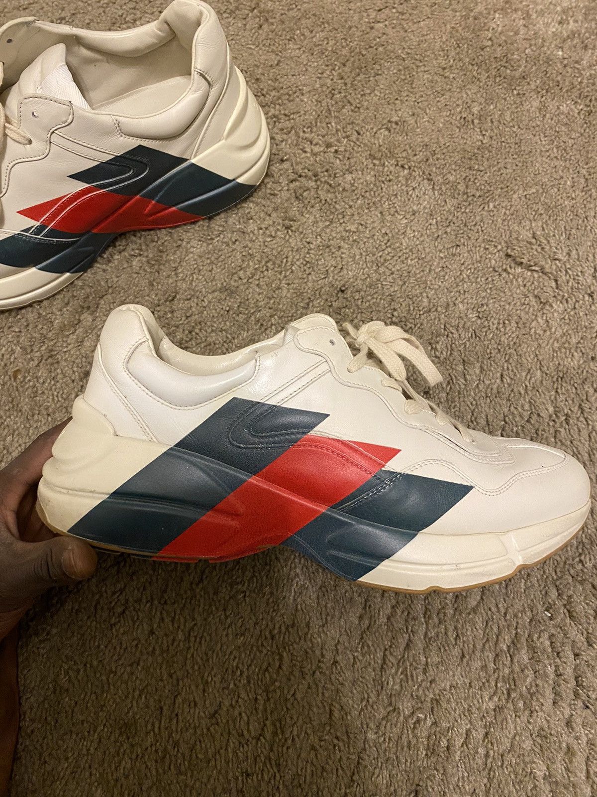 Gucci Gucci Men's White Leather Rhyton Sneaker Size US 10.5 / EU 43-44 - 6 Thumbnail
