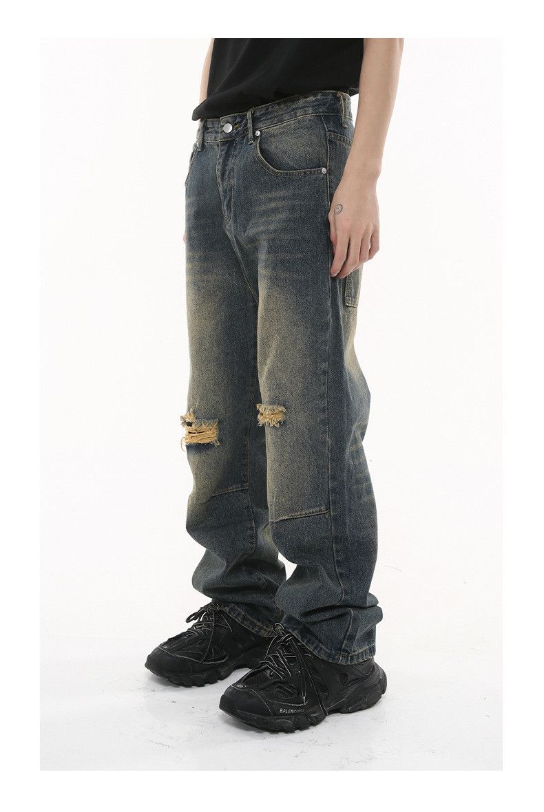 Japanese Brand × Jean Japanese retro straight loose ripped street distressed jeans Size US 32 / EU 48 - 5 Thumbnail