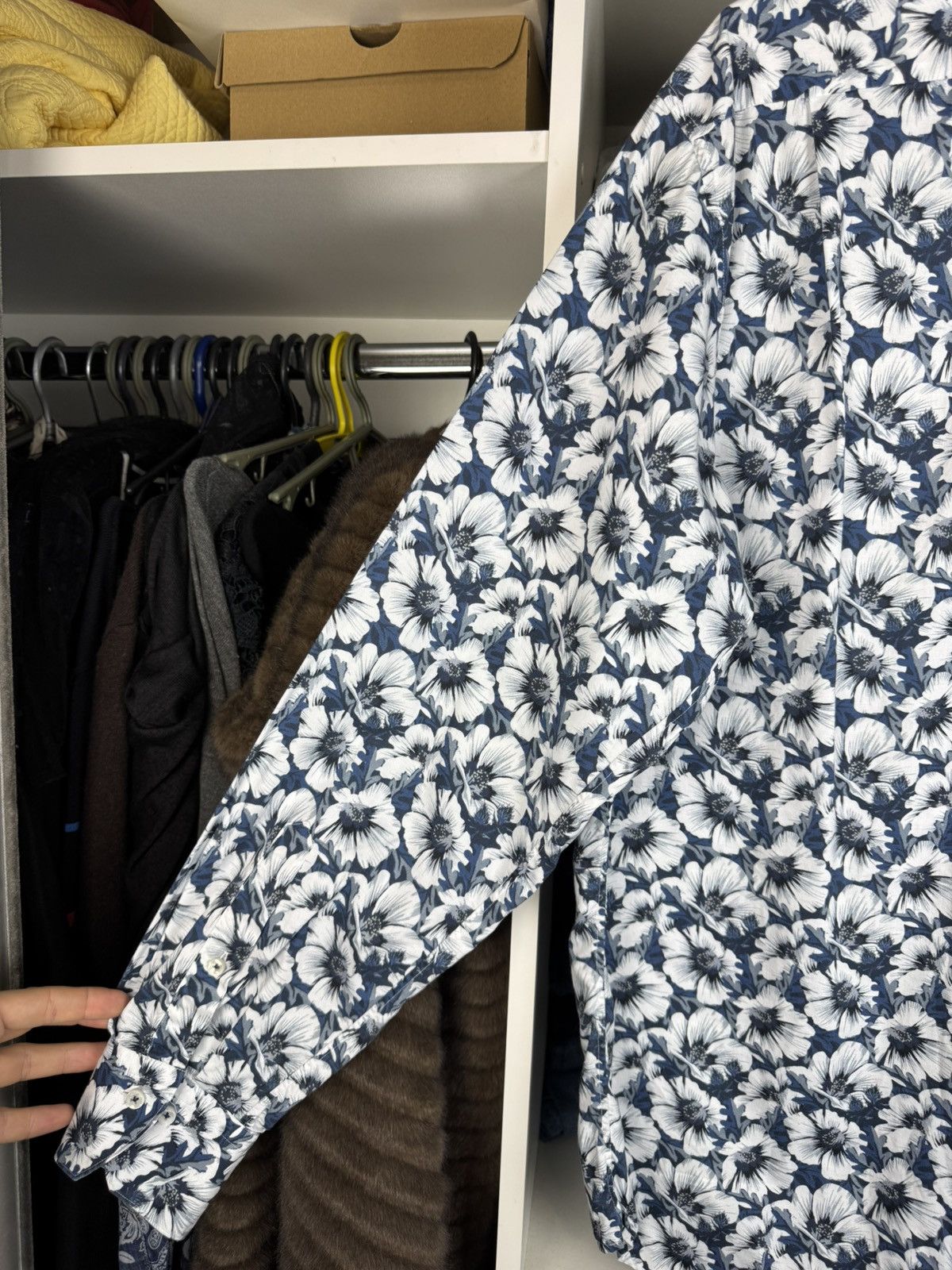 Strenstroms Stenströms Fitted Body Floral Print LS Shirt Size 17.5/44 Size US XL / EU 56 / 4 - 20 Thumbnail