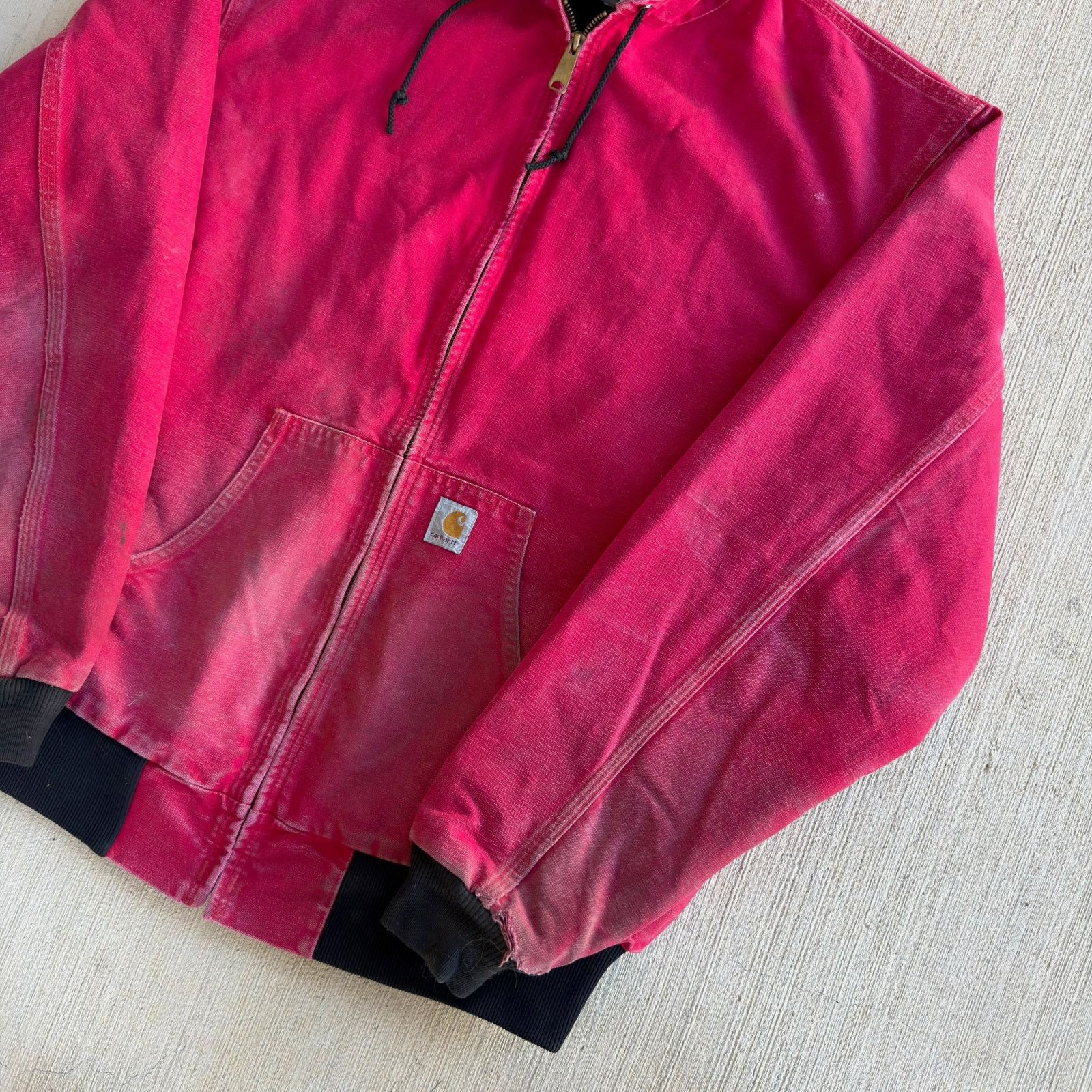 Carhartt × Vintage Carhartt JR110 faded red hooded work wear jacket Size US XXL / EU 58 / 5 - 4 Thumbnail