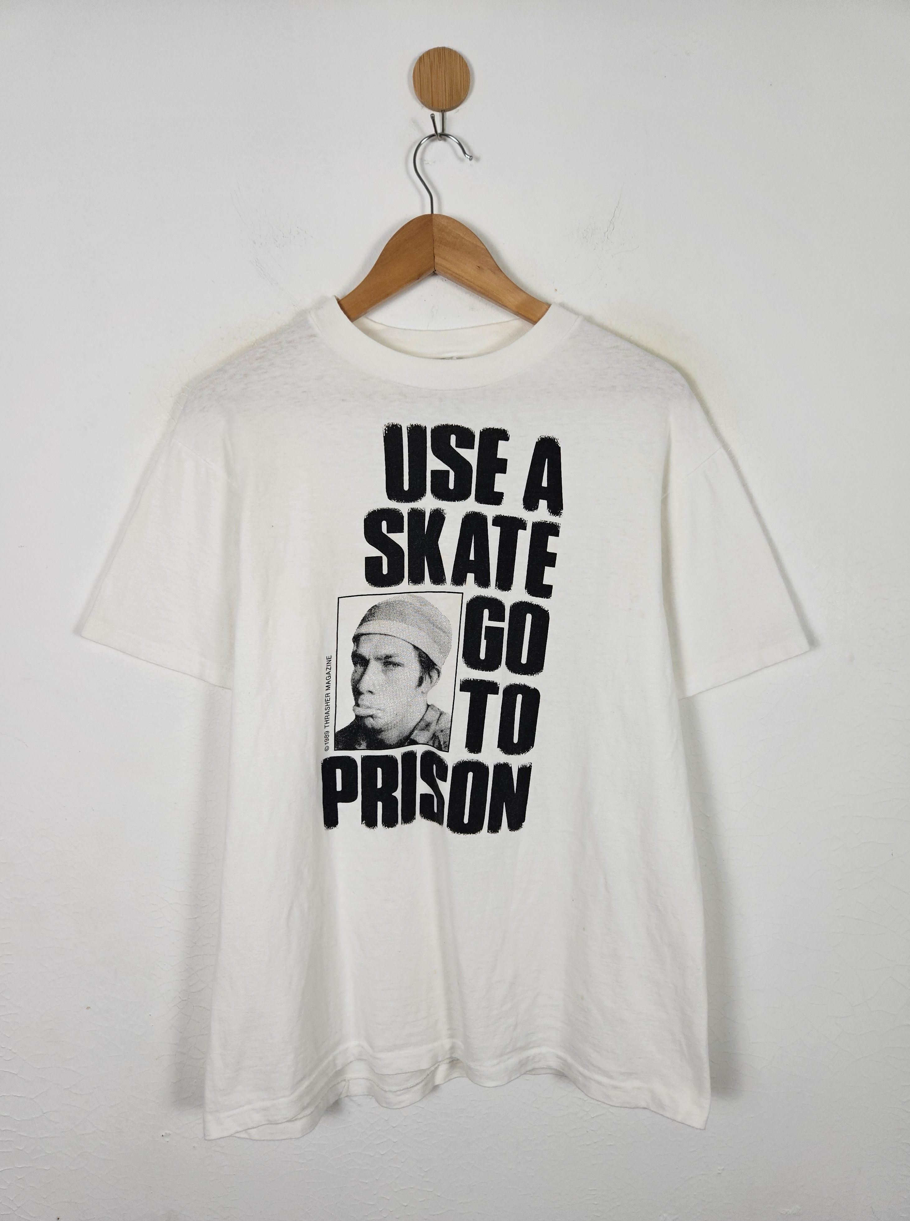 image of Thrasher Mark Gonzalez Use A Skate 80's Shirt in White, Men's (Size Large)