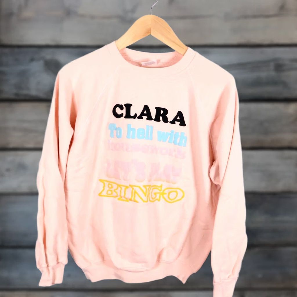Hanes VINTAGE 80s Let's Play Bingo Sweatshirt Hanes XL Adult Raglan Pink Pullover 50/50 cotton/polyester Crew Neck Women Size XL / US 12-14 / IT 48-50 - 1 Thumbnail