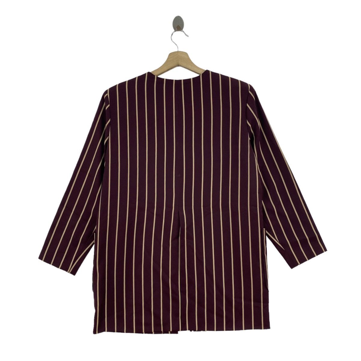 Japanese Brand CONFETTI Japanese Brand Hickory Stripes Burgundy Blouse Size M / US 6-8 / IT 42-44 - 2 Thumbnail
