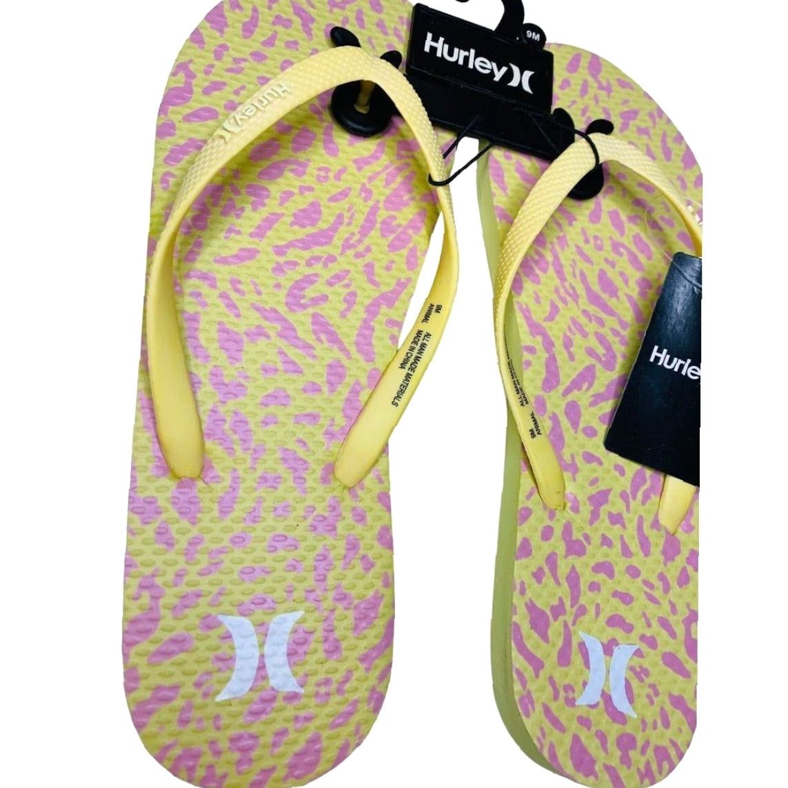 Hurley Hurley Womens Flip Flop Sandal 9M Multicolor Yellow Pink Cheetah Sunrise Animal New Size US 9 / IT 39 - 3 Thumbnail