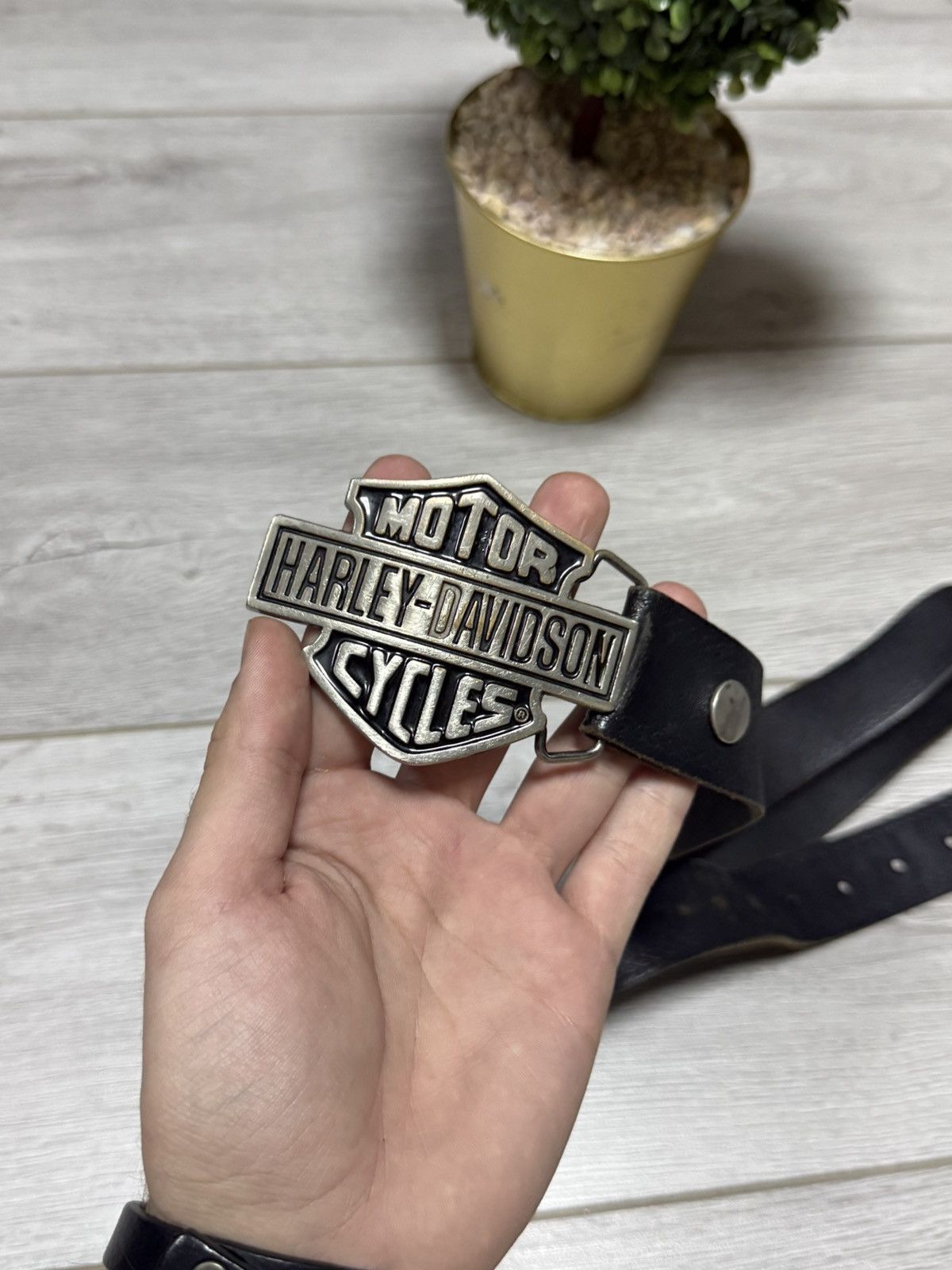 Harley Davidson Harley Davidson leather metallic buckle belt Size ONE SIZE - 1 Thumbnail