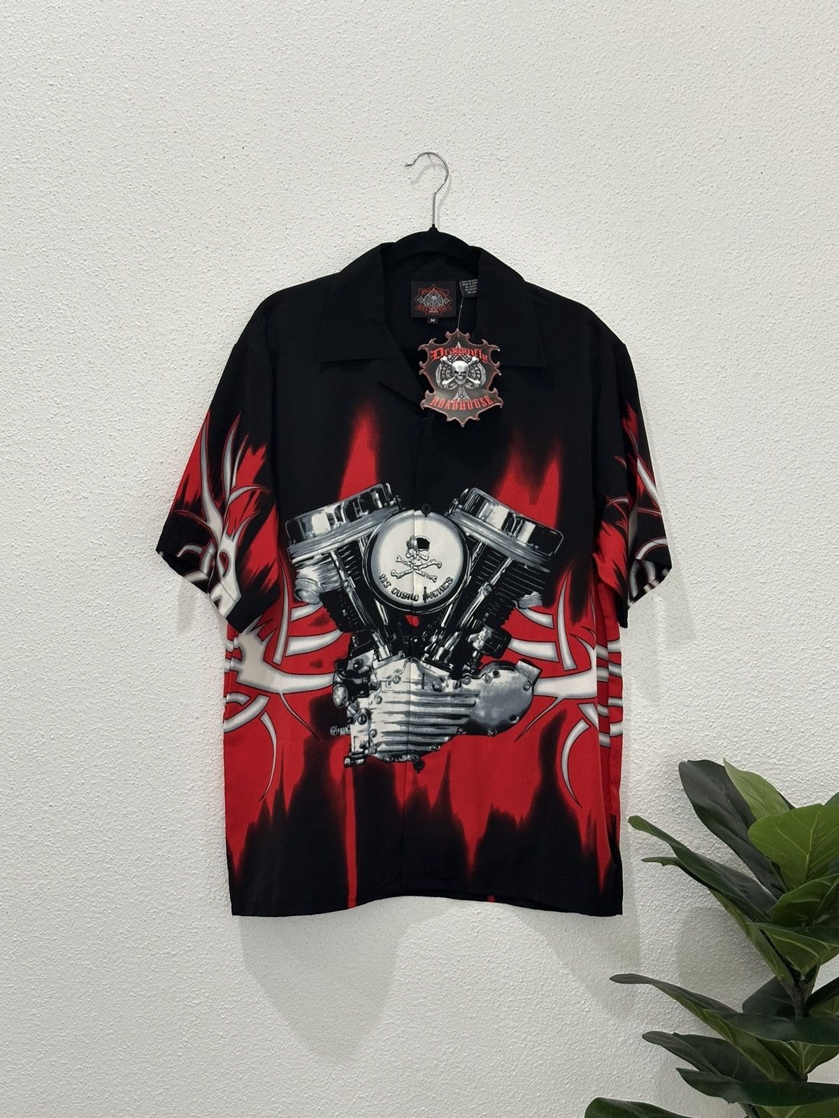 Dragonfly Vintage Dragonfly Tribal Hot Rod Flame Engine ButtonUp Shirt Size US M / EU 48-50 / 2 - 1 Thumbnail