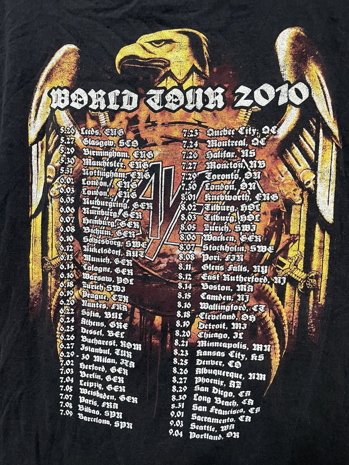 Band Tees × Slayer × Vintage Slayer World Tour 2010 Tee Vintage Rock Metal T-Shirt Size US XL / EU 56 / 4 - 12 Thumbnail
