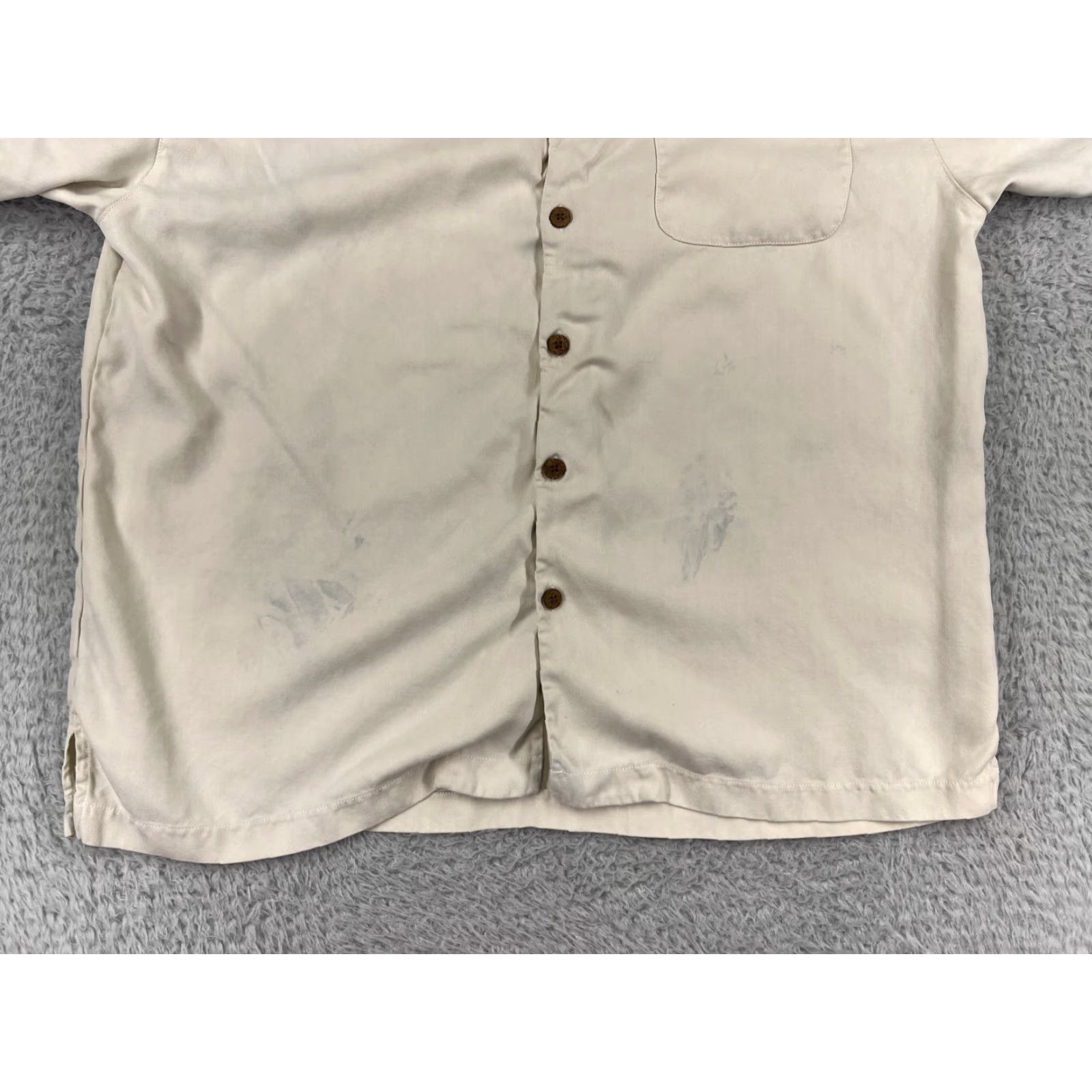 Tommy Bahama Tommy Bahama Shirt Mens XL Beige Silk Hawaiian Button-Up Shirt Size US XL / EU 56 / 4 - 5 Thumbnail