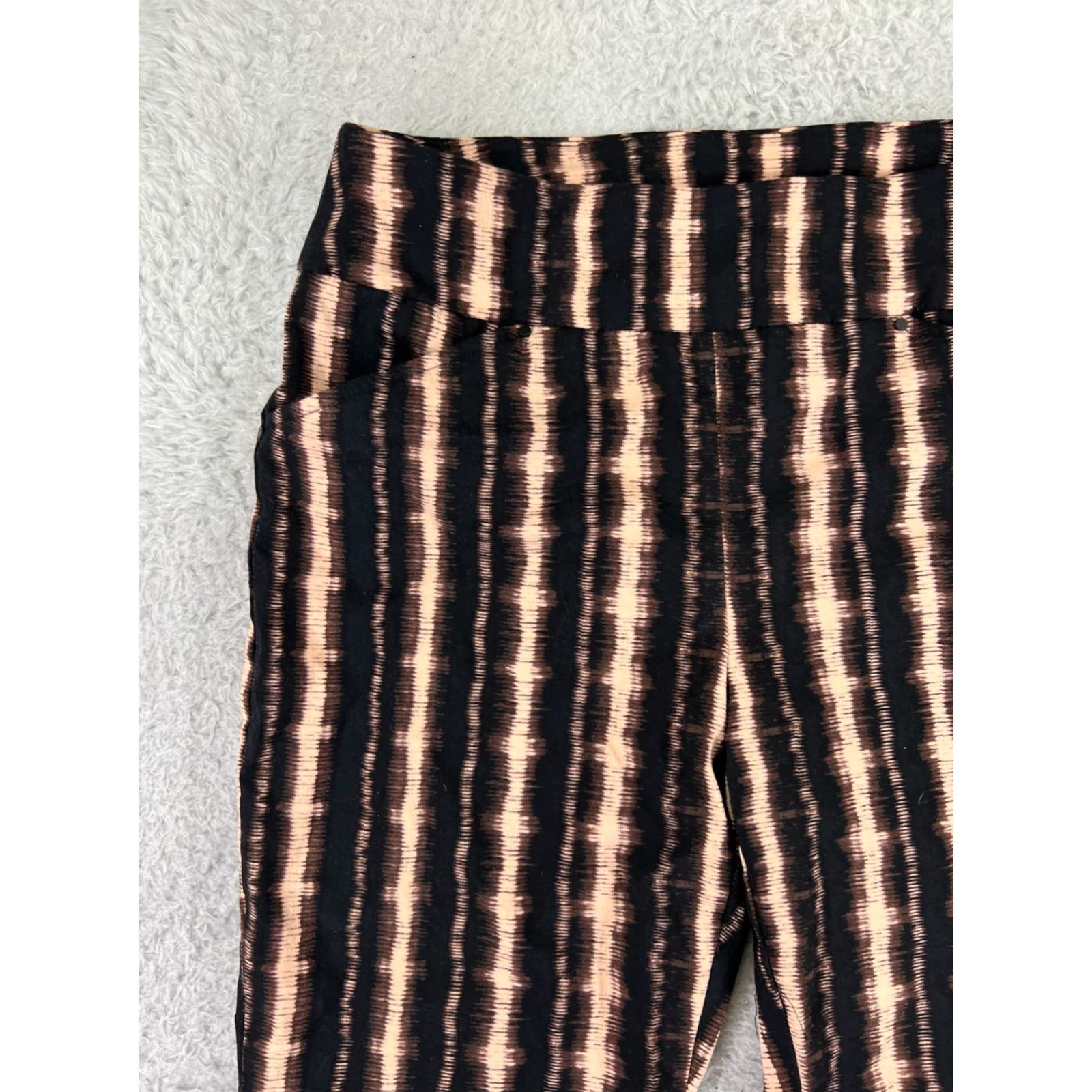Vintage INC International Concepts Women's Leggings Adult Size 8 Black Beige Striped Casual Athletic Comfortable Size 30" / US 8 / IT 44 - 7 Thumbnail
