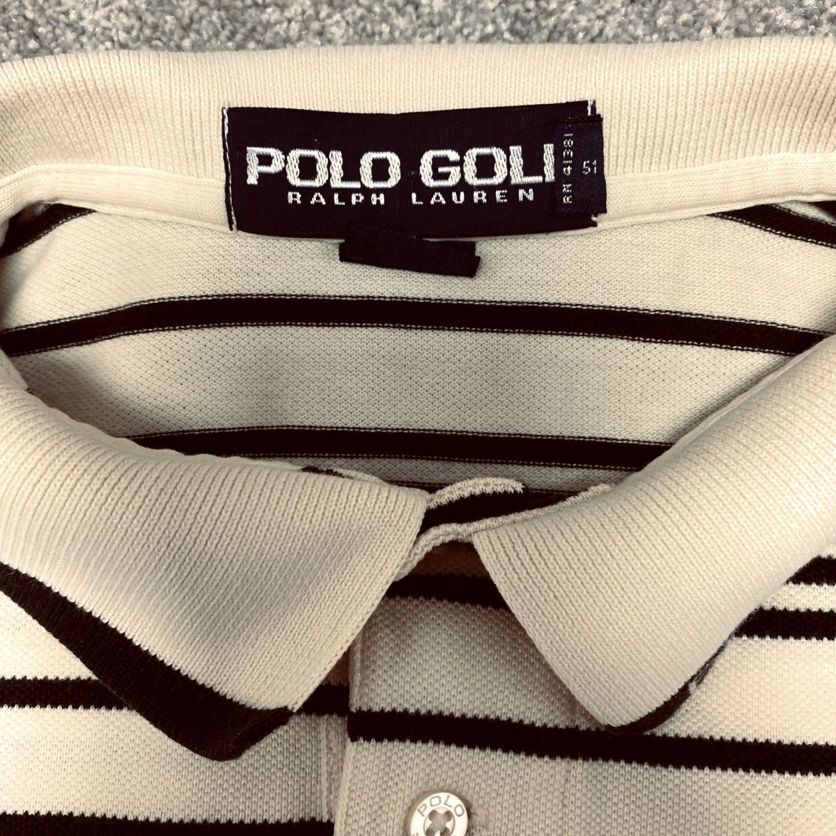 Polo Ralph Lauren Polo Golf Ralph Lauren Polo Shirt Mens XL Short Sleeve Black Cream Striped 6878 Size US XL / EU 56 / 4 - 3 Thumbnail