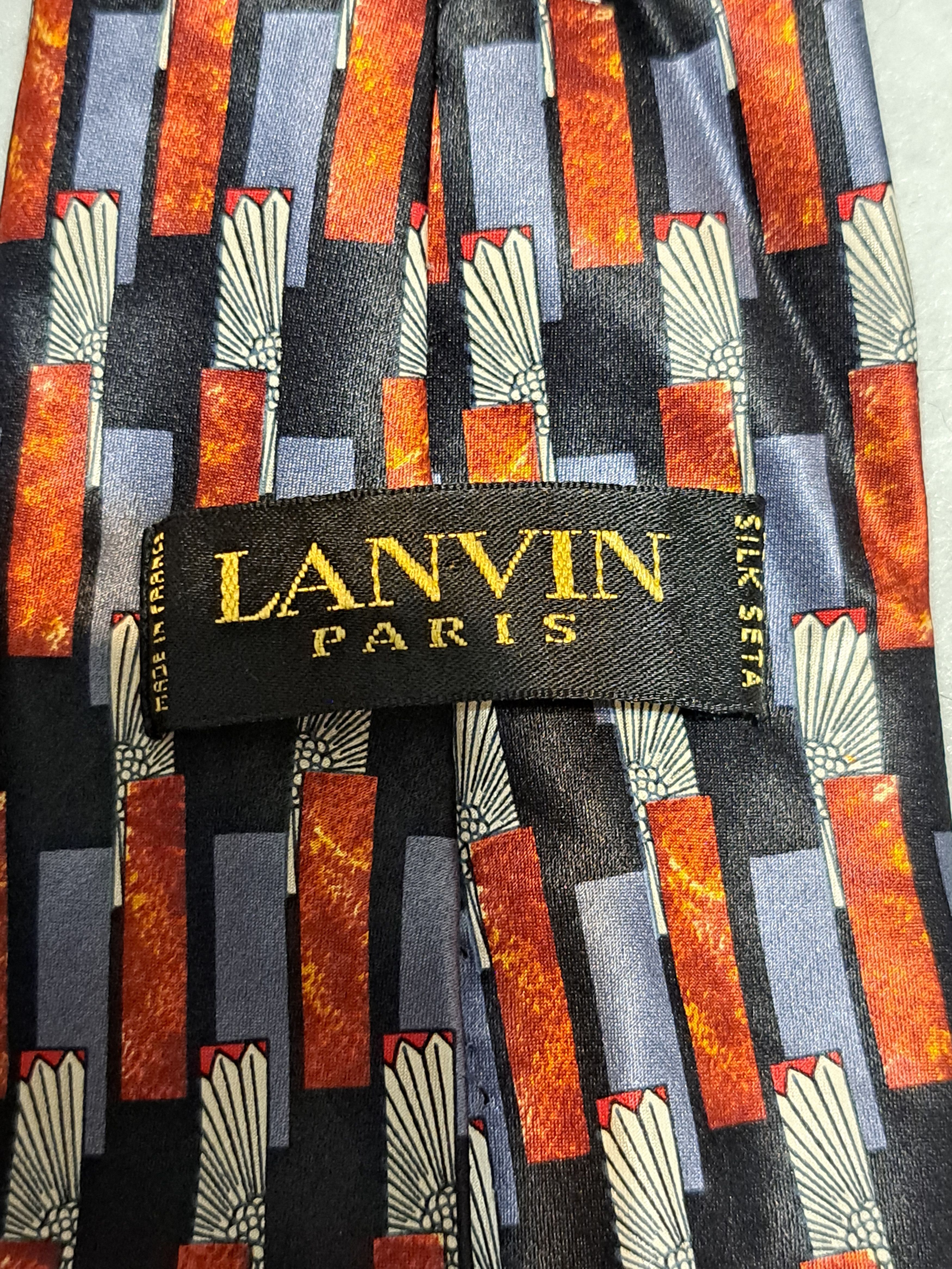 Lanvin Lanvin silk tie, yellow gray abstract black Size ONE SIZE - 3 Thumbnail
