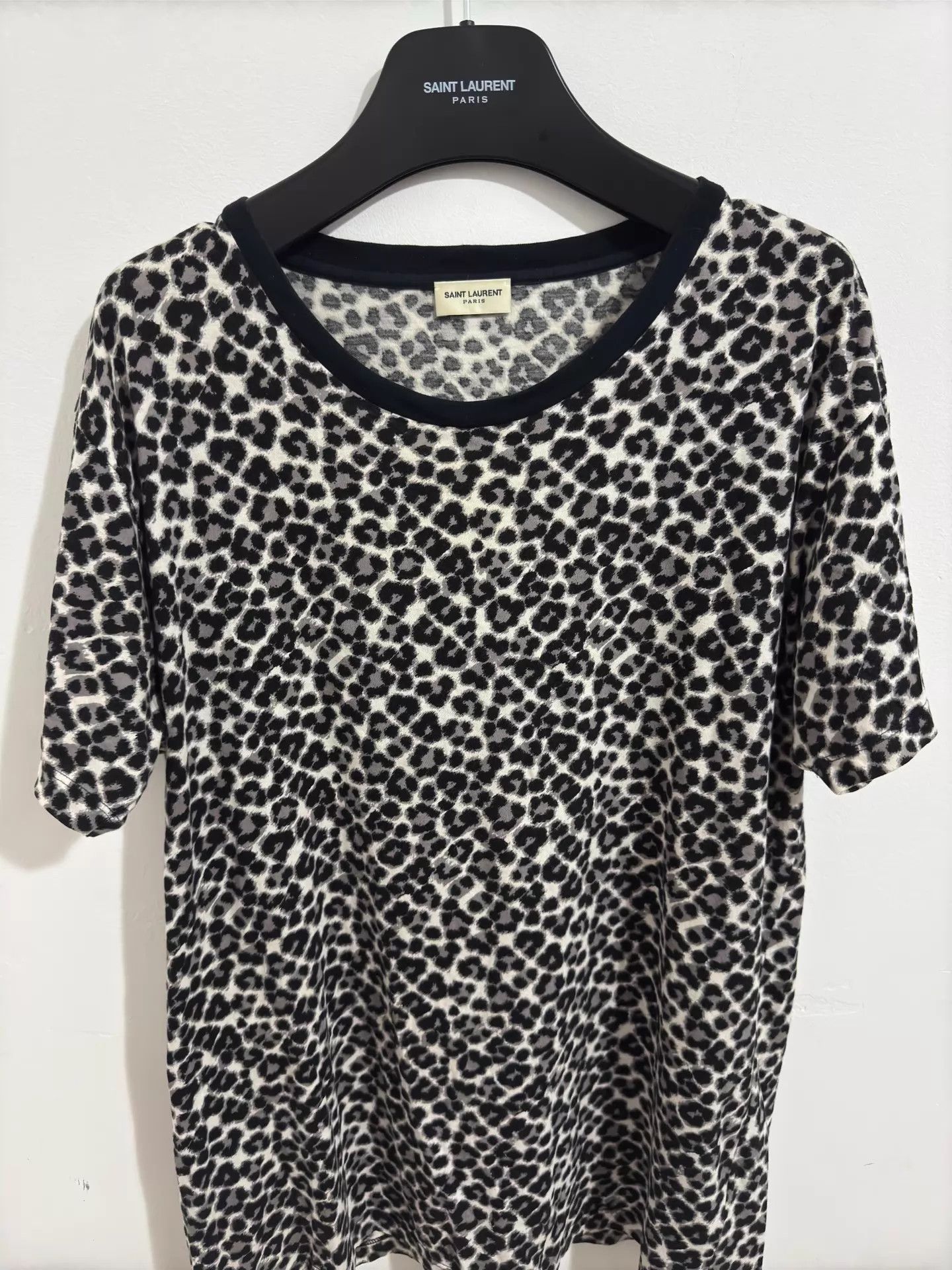 Saint Laurent Paris SLP 14FW Beige Black Gray Leopard Crew Neck Tee L Size US L / EU 52-54 / 3 - 3 Thumbnail