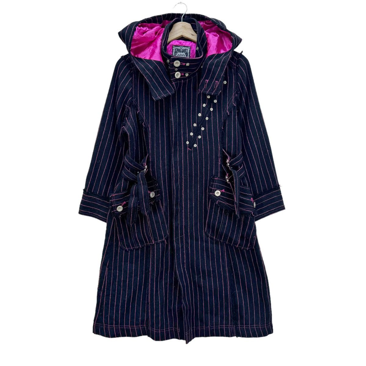 20471120 ⚡️ALGONQUINS HOODIE STRIPED GOTHIC PUNK BONDAGE JACKET Size L / US 10 / IT 46 - 3 Thumbnail