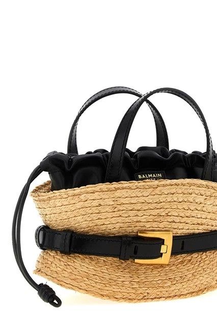 Balmain BALMAIN Mini Raffia/Leather Top Handle Bag New Size ONE SIZE - 3 Thumbnail