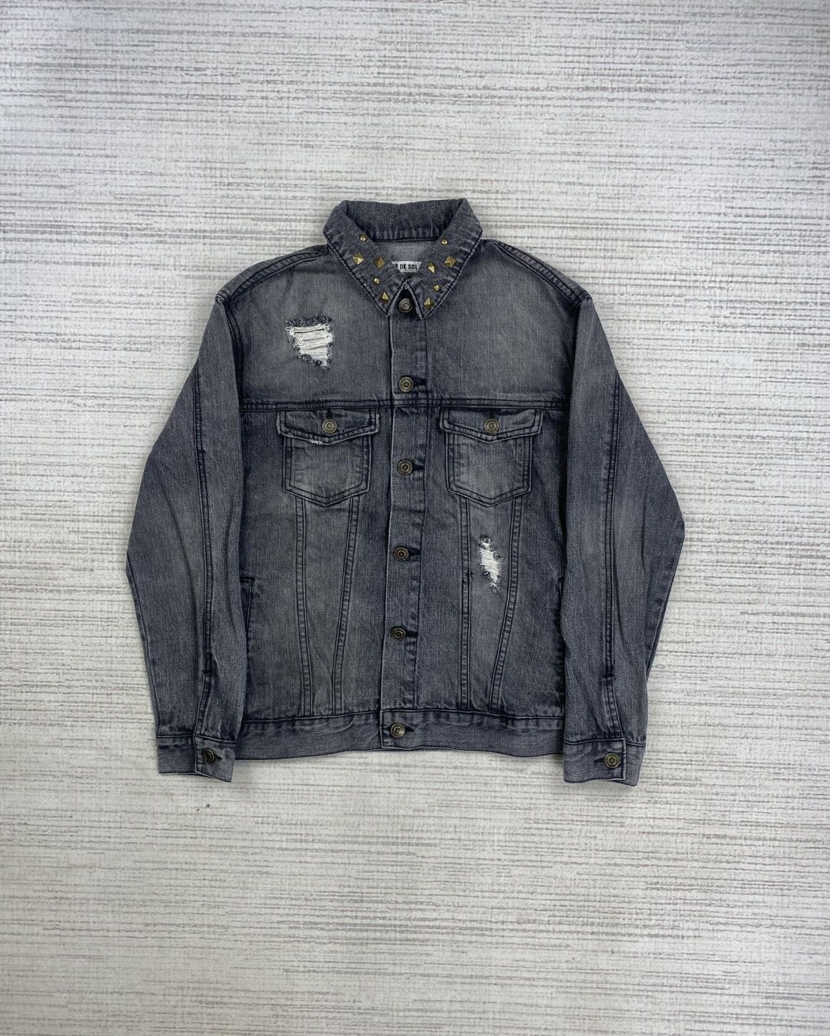 If Six Was Nine × Vintage Vintage Clef De Sol Distressed Style Denim Trucker Jacket Size US S / EU 44-46 / 1 - 1 Thumbnail
