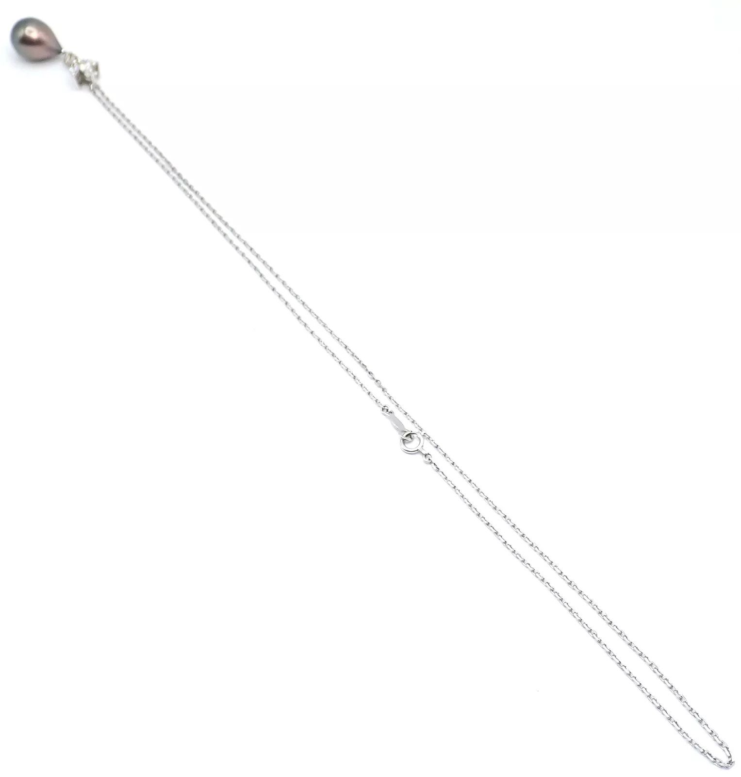 Mikimoto 18k White Gold Tahitian Pearl Diamond Pendant Necklace Size ONE SIZE - 8 Thumbnail