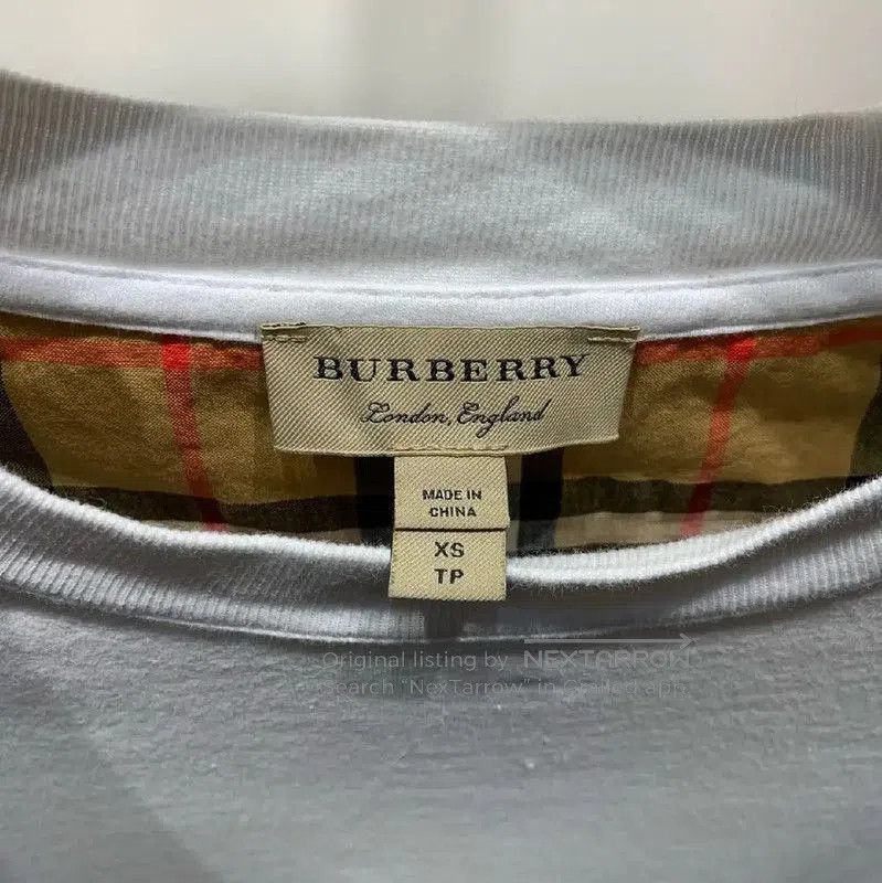 Burberry Burberry White Cotton T-Shirt with Check Sleeves. Size XS / US 0-2 / IT 36-38 - 3 Thumbnail