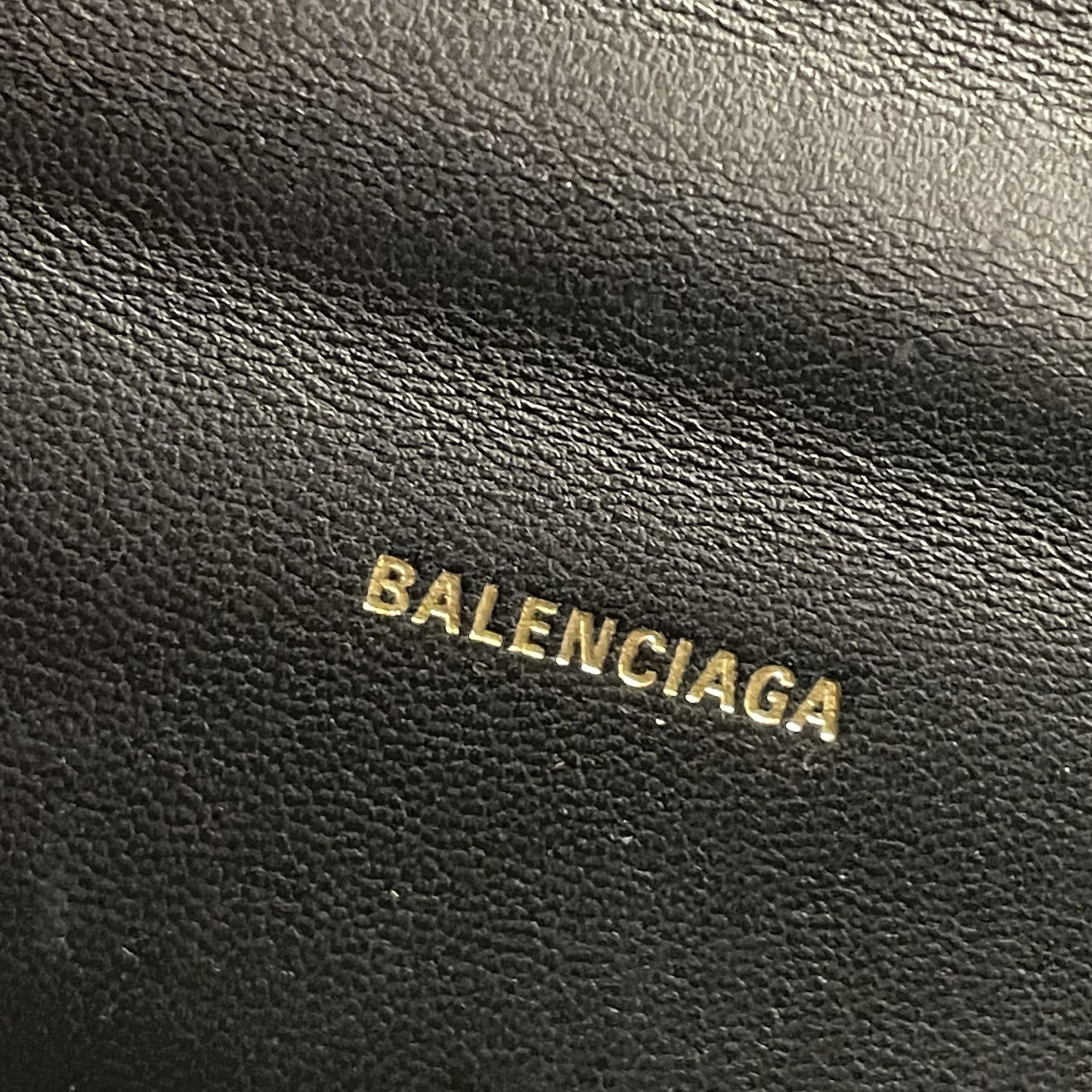 Balenciaga Balenciaga Hourglass Small Black Leather Handbag With Gold H Size ONE SIZE - 3 Thumbnail