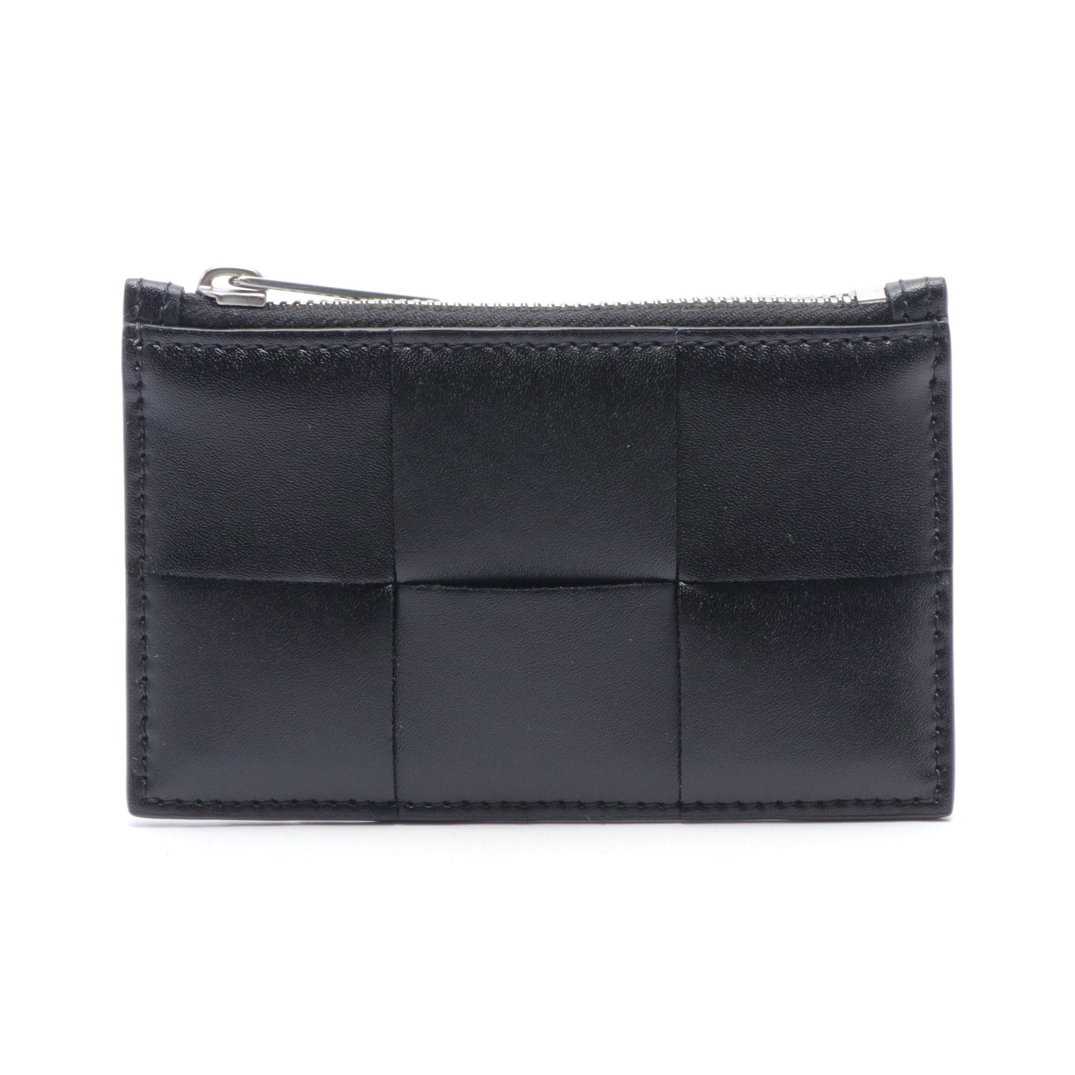 Bottega Veneta Cassette Fastener Card Case Leather Black