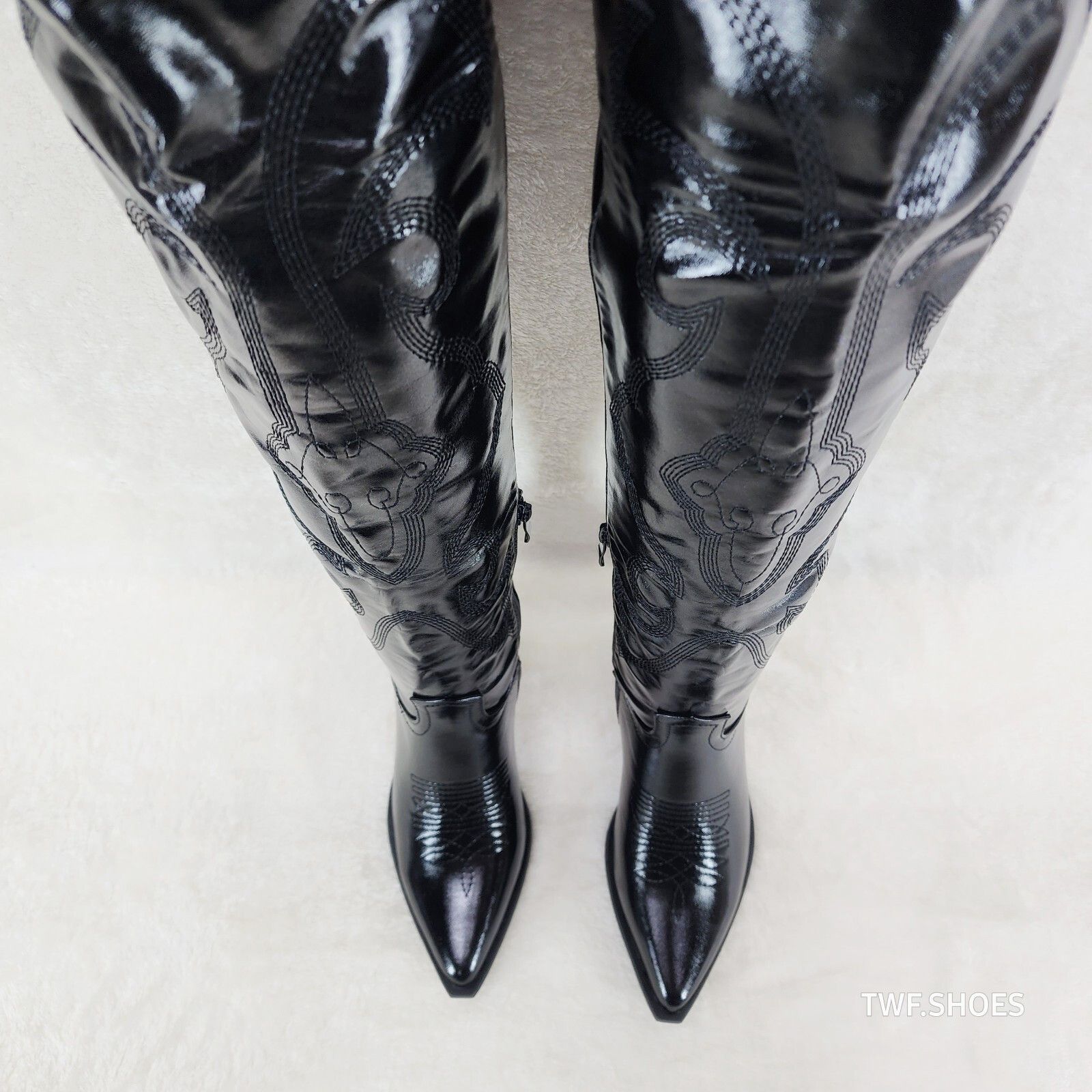 Other Country Disco Cowboy Metallic Black Western Cowgirl OTK Thig Size US 9 / IT 39 - 5 Thumbnail
