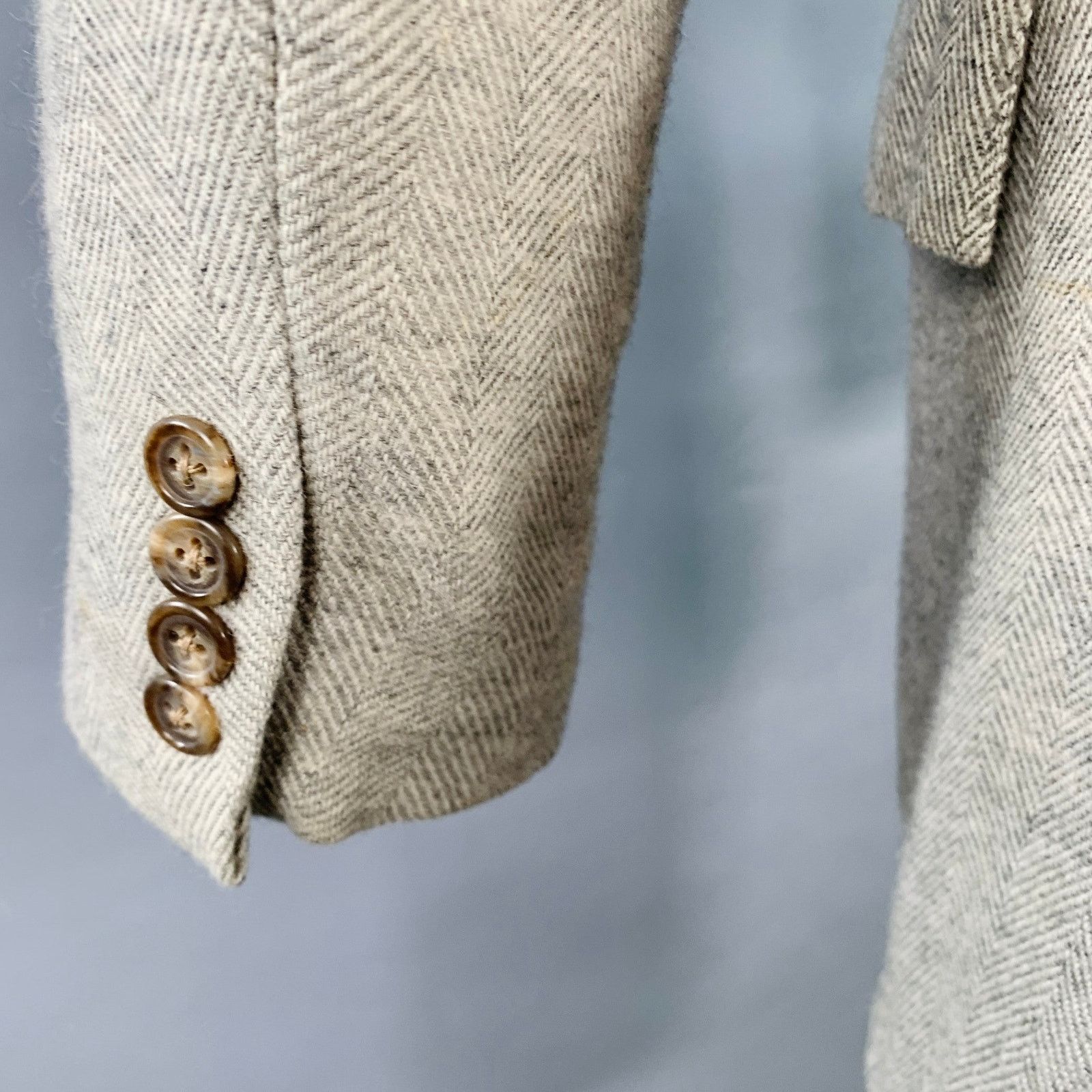 Ralph Lauren Grey Light Grey Herringbone Camel Hair Sport Coat Size 38R - 5 Thumbnail