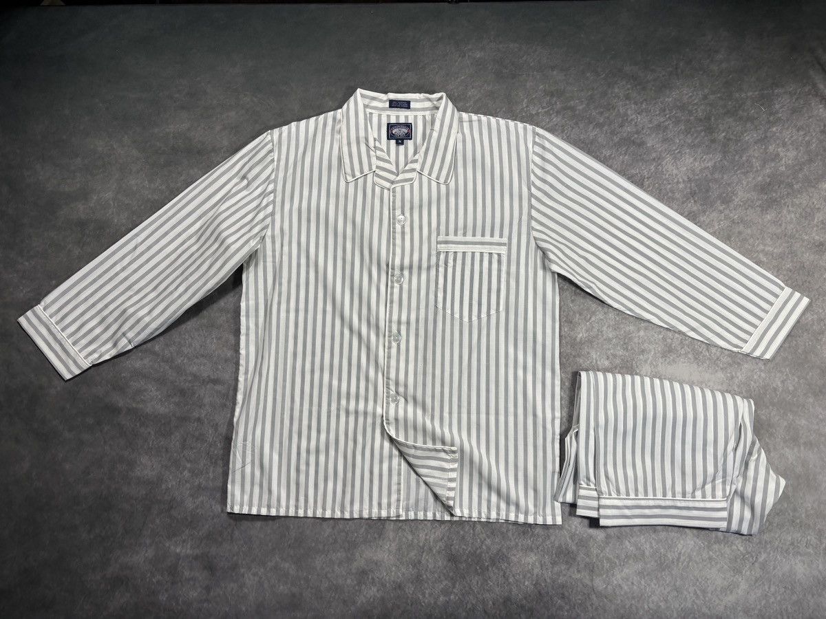 Vintage Vintage Striped Pajamas 90s Sleep Set Matching Suit Prison Size US 35 - 10 Thumbnail