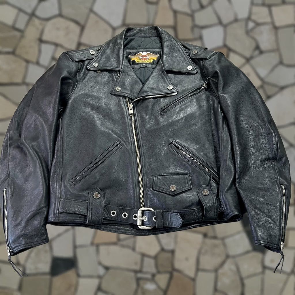 Harley Davidson VINTAGE Harley-Davidson Mens Jacket 48 Leather Black Biker Motorcycle Riding USA Jacket/Coat Short Zip Pockets Size US M / EU 48-50 / 2 - 1 Thumbnail