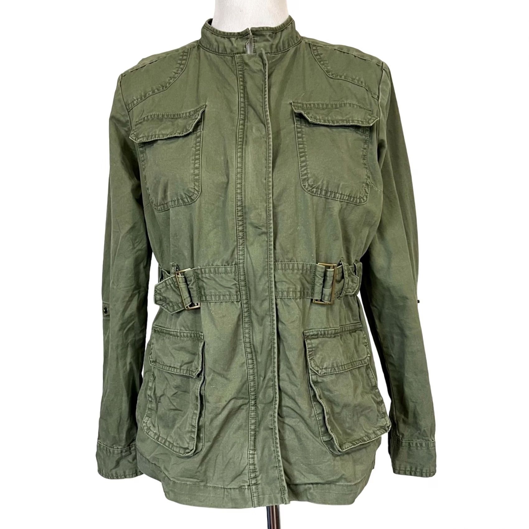 Vintage Bob Timberlake Women’s Field Jacket Green Zip Cotton Roll Tab Sleeves M Jacket Women Green Cotton Zip Snap M Size M / US 6-8 / IT 42-44 - 2 Thumbnail