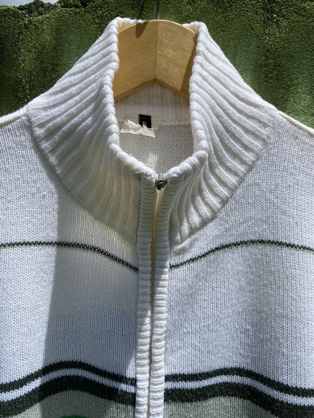 Vans VANS White Zip-Up Knit Sweater Striped Vintage Streetwear Size US L / EU 52-54 / 3 - 3 Thumbnail