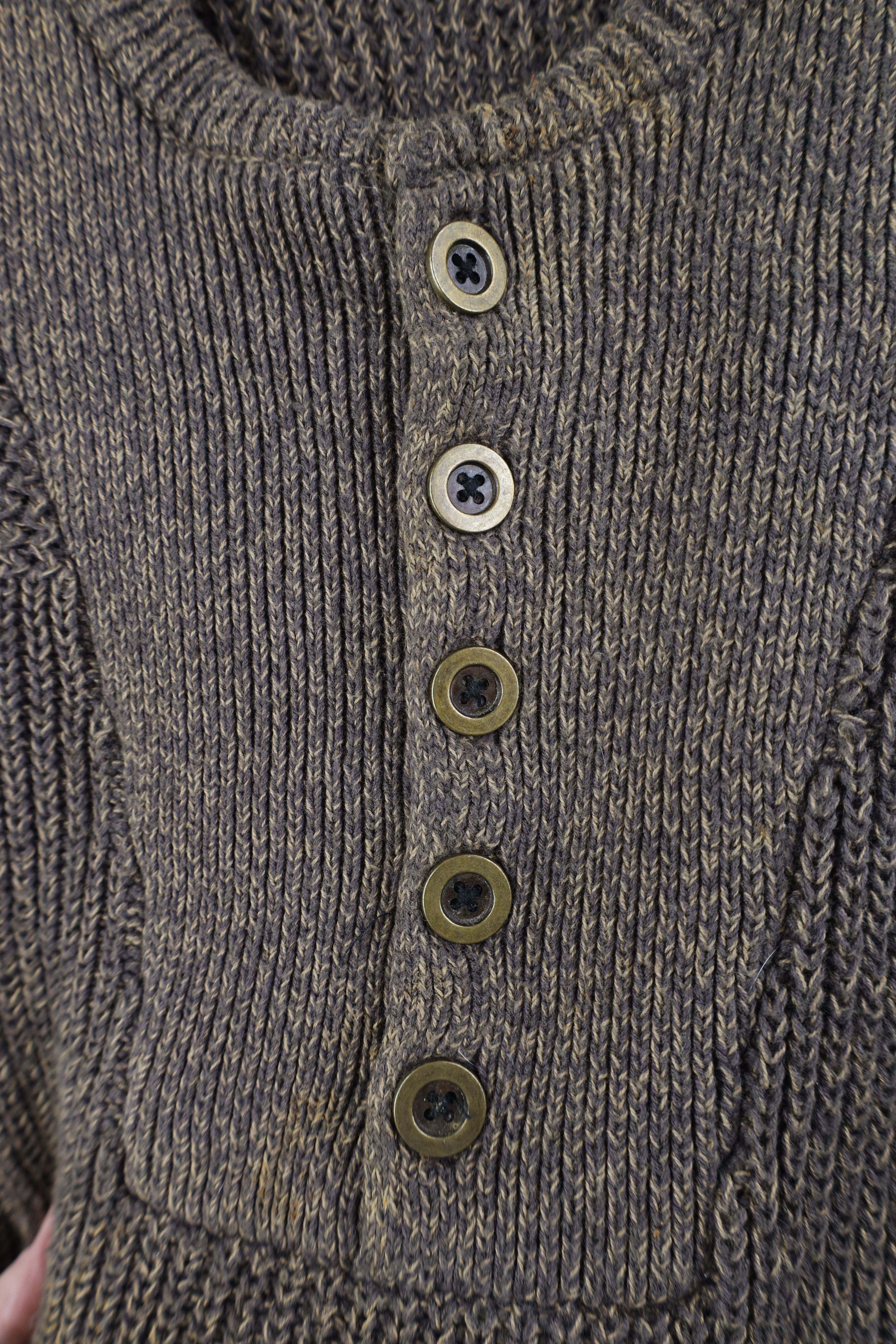 Vintage Vintage 90s Streetwear Heavyweight Ribbed Henley Sweater Size US XL / EU 56 / 4 - 4 Thumbnail