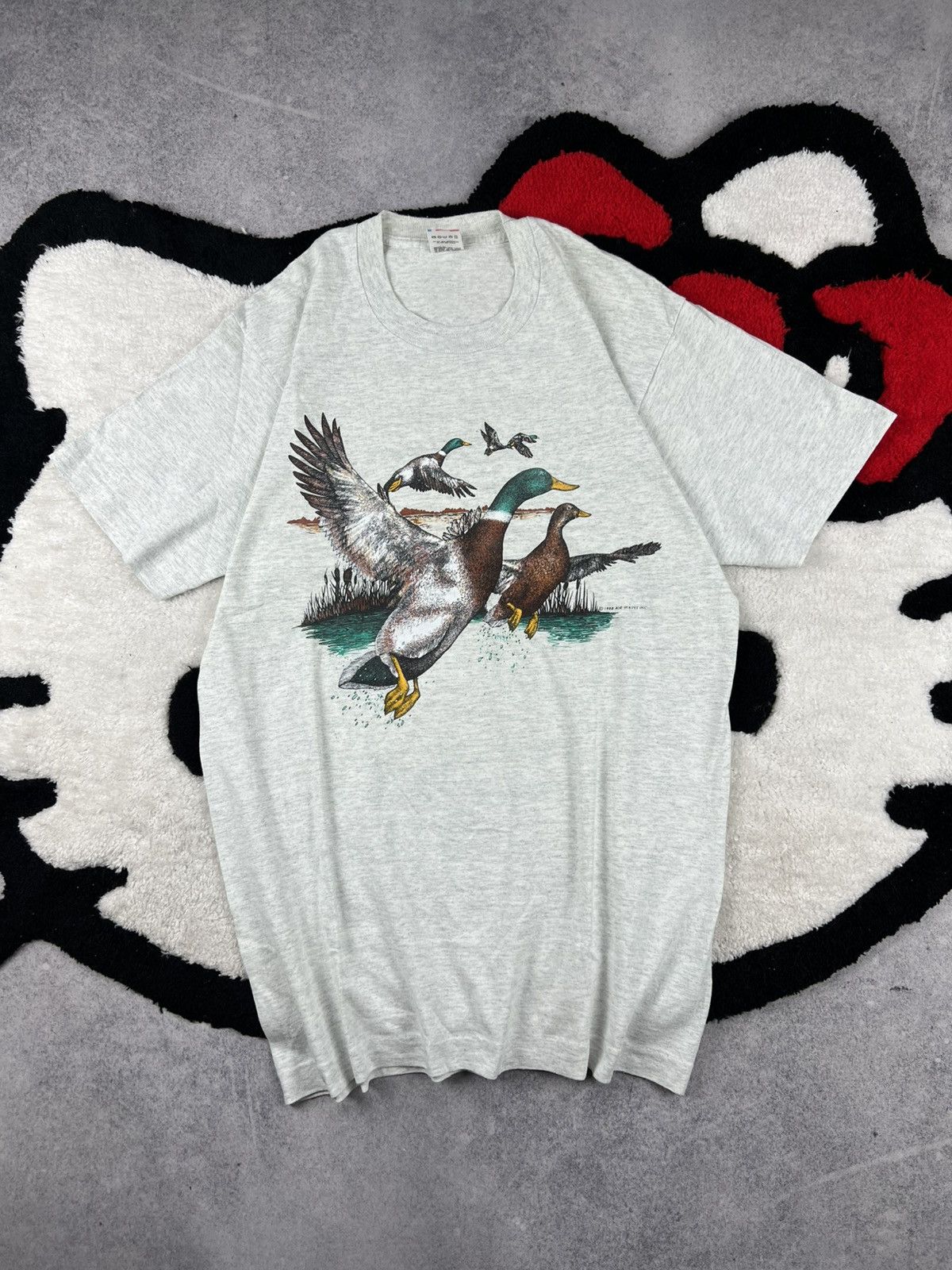 Fruit Of The Loom USA Nature Air Waves 1988 Birds Ducks Vintage Tee Shirt Size US L / EU 52-54 / 3 - 1 Thumbnail