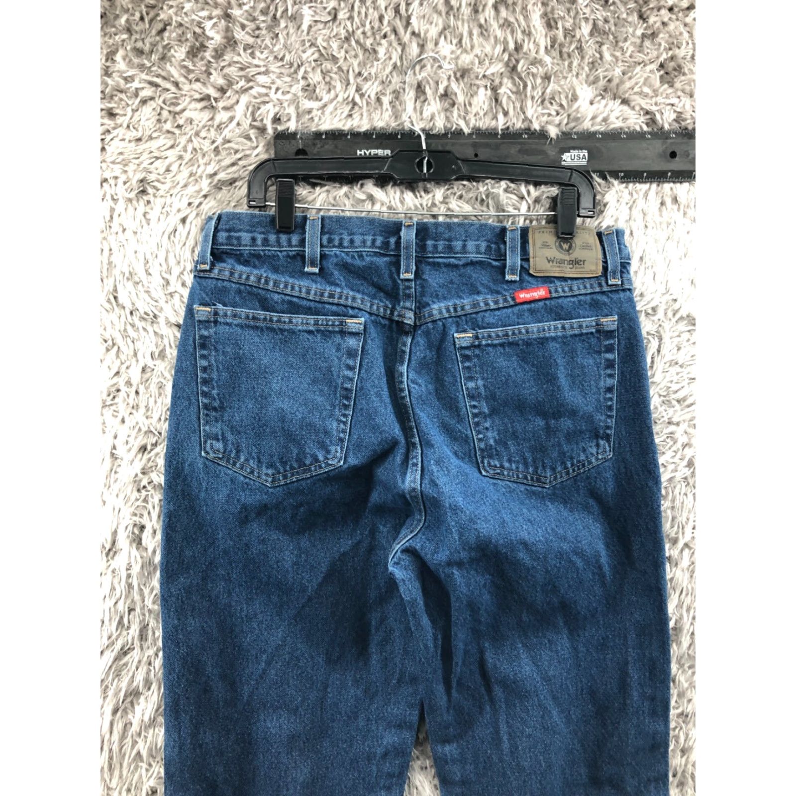 Wrangler Wrangler Jeans Straight 36x34 Mens Mid Blue Wash Denim 5-Pocket Regular Slim Comfortable Belt Loops Size US 36 / EU 52 - 7 Thumbnail