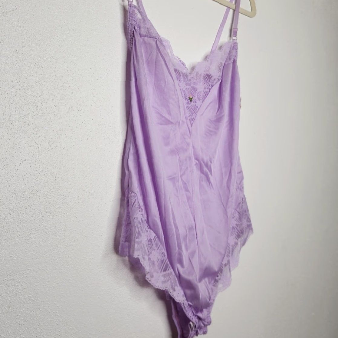 Vintage VINTAGE Fortune One Piece Teddy Bodysuit L Purple NWT Women’s Fairy Satin Lace Size L / US 10 / IT 46 - 2 Thumbnail